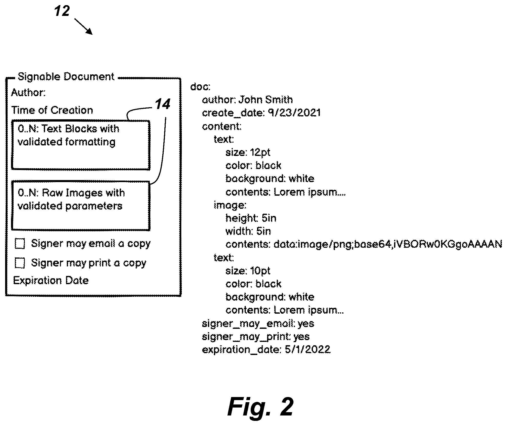 Patent US12120244 Figure 2 – Human readable content for digital signatures