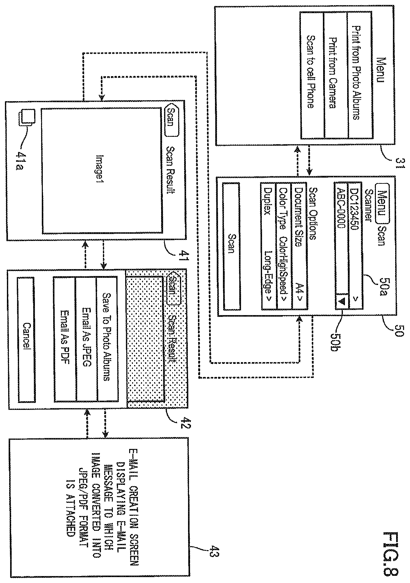 Patent US12120277 Figure 8 – Display of two functions of device used with data processing apparatus
