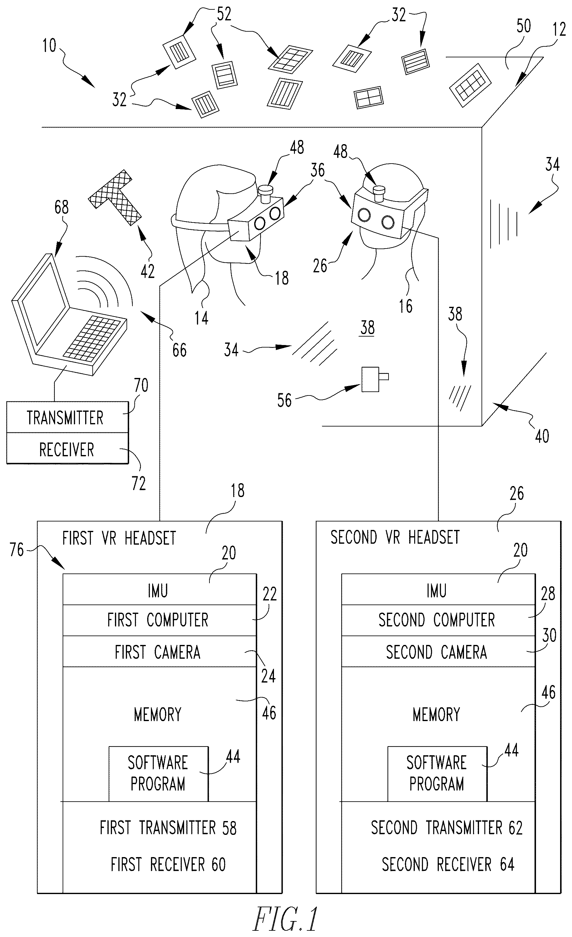 Patent US12120287 Figure 1 – Multi-person mixed reality experience, method and apparatus