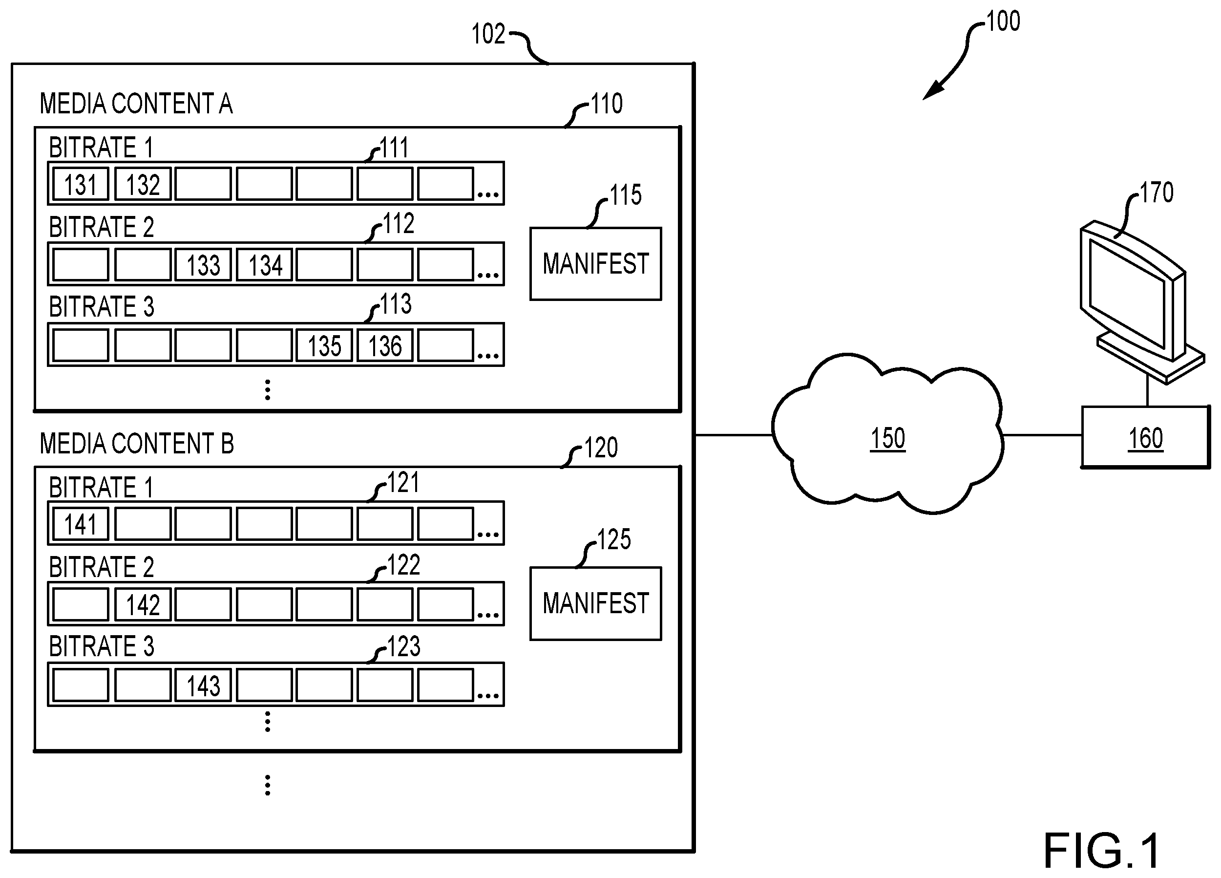 Patent US12120381 — Systems and methods for pre-caching media content — Figure 1