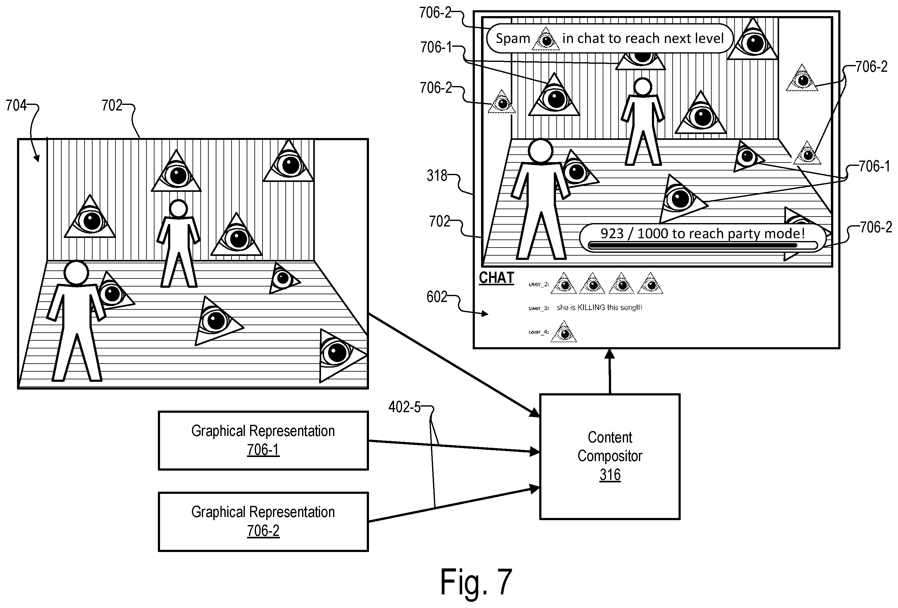 Patent US12120398 Figure 7 – Methods and systems for livestreaming audience-influenced content