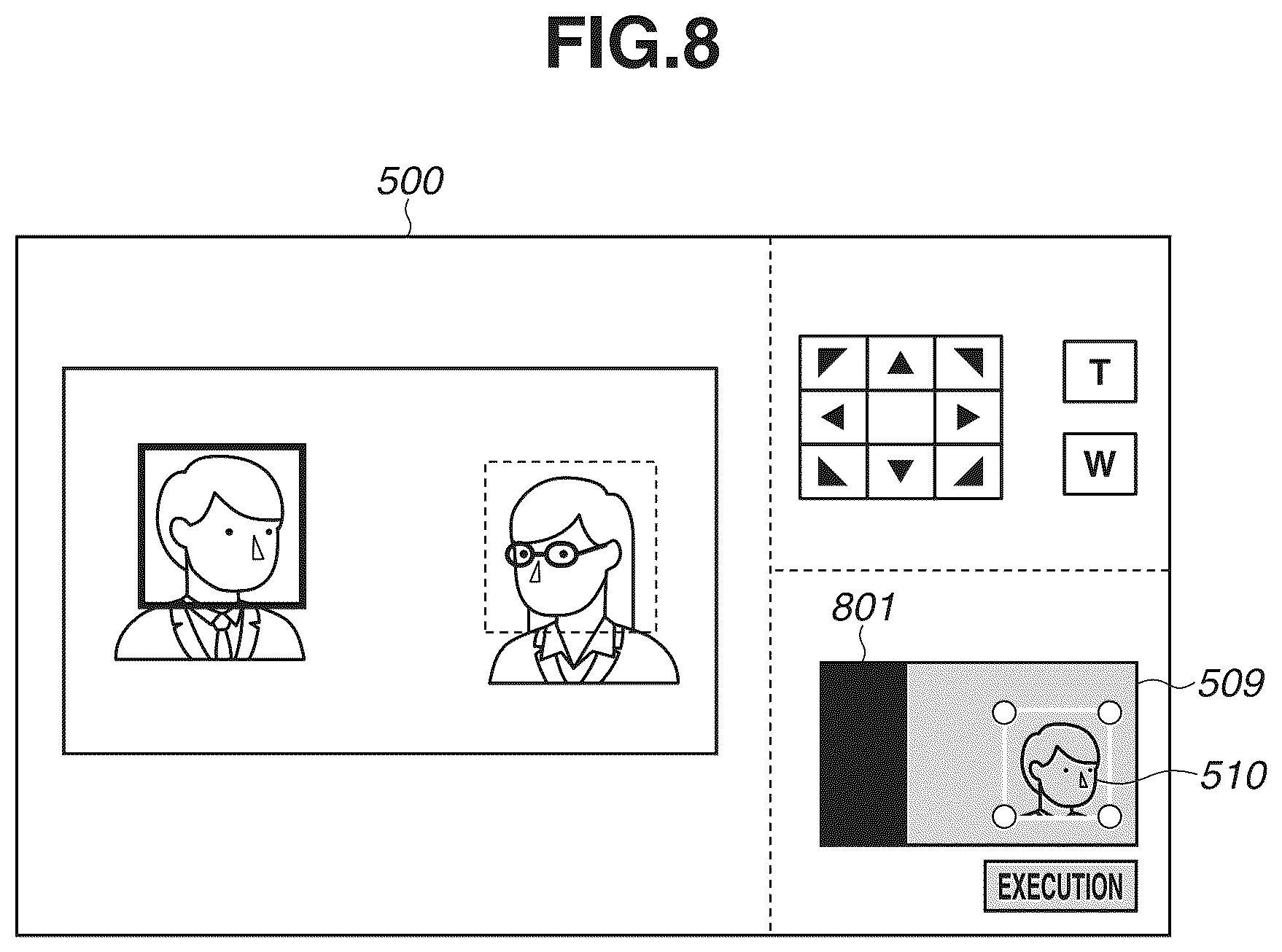 Patent US12120418 Figure 8 – Information processing apparatus for controlling an image capturing area, information processing method, and storage medium