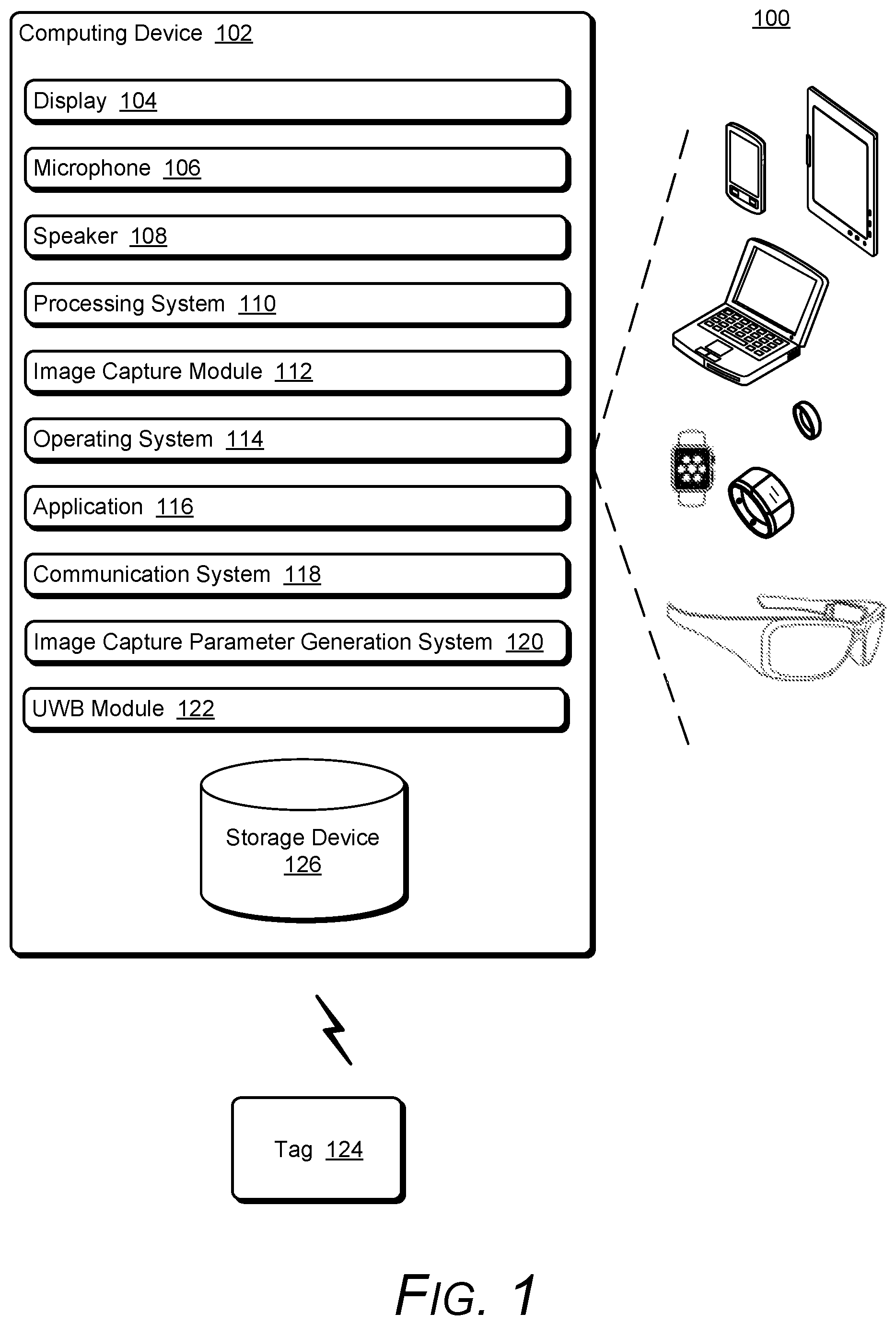 Patent US12120431 Figure 1 – Tag assisted image capture parameter generation