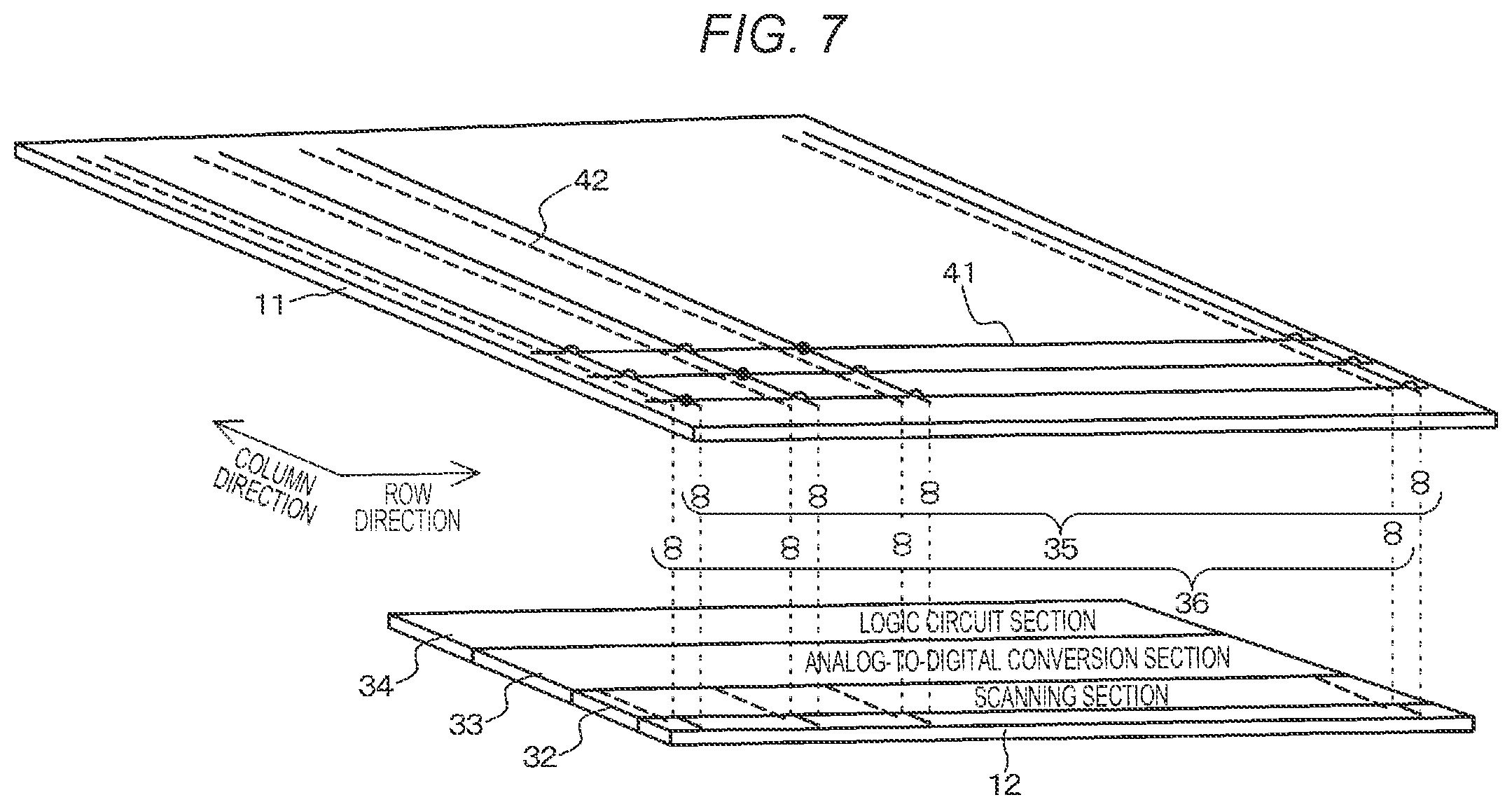 Patent US12120449 Figure 7 – Image capturing device and electronic apparatus with stacked chip structure
