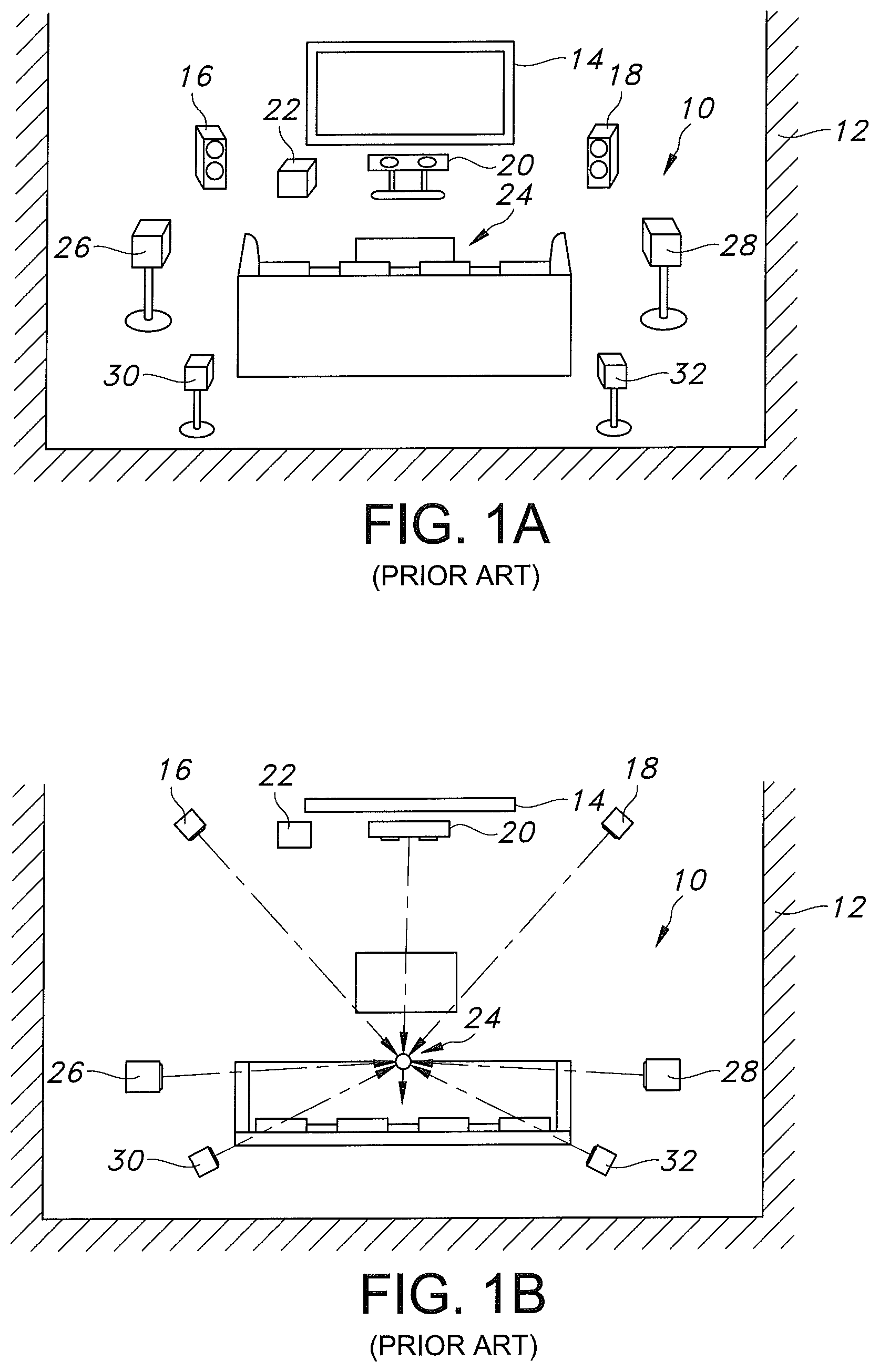 Patent US12120494 Figure 1 – Loudspeaker system with overhead sound image generating (e.g., ATMOS™) elevation module and method and apparatus for direct signal cancellation