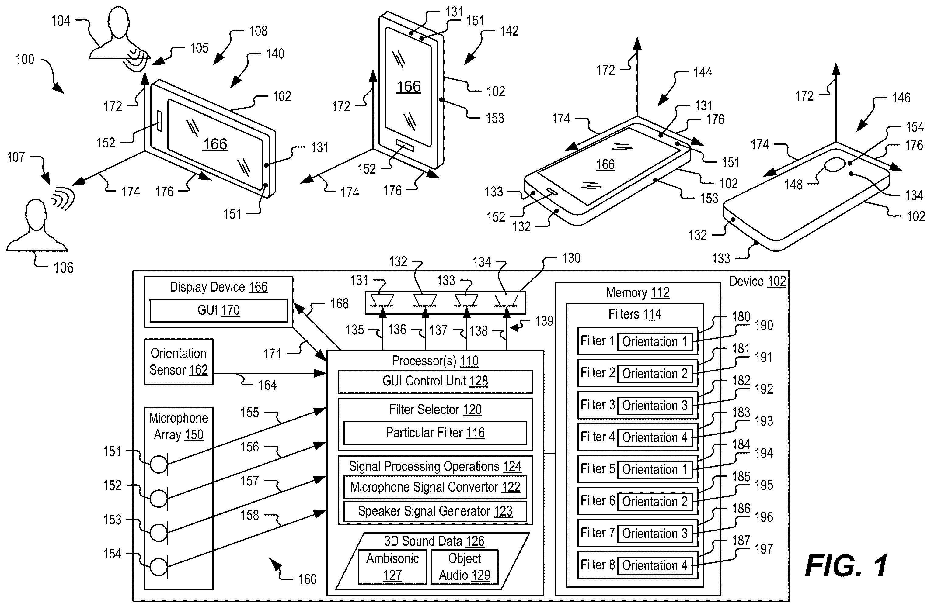 Patent US12120498 Figure 1 – 3D sound orientation adaptability