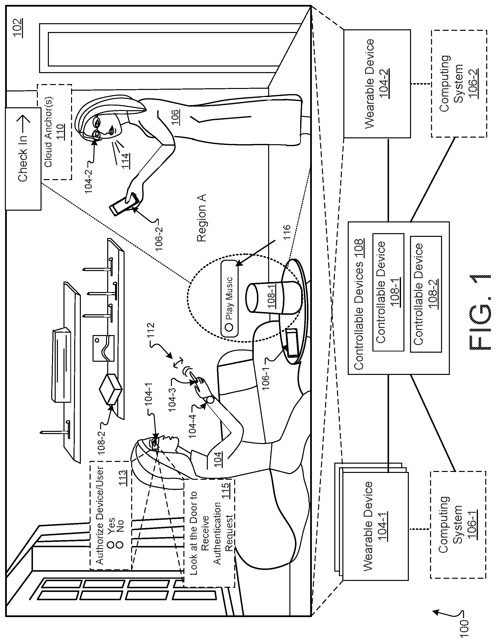 Patent US12120521 Figure 1 – Leveraging cloud anchors in authentication