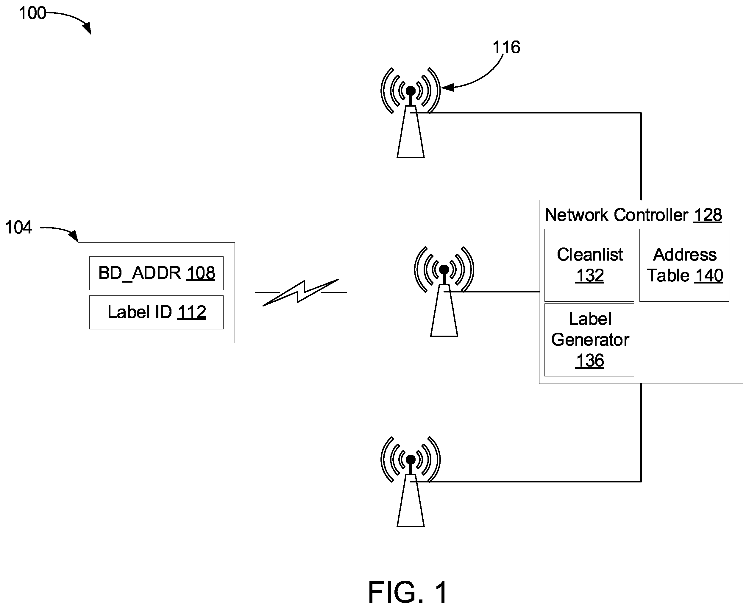 Patent US12120525 Figure 1 – Concealing low power mobile device address during advertisement
