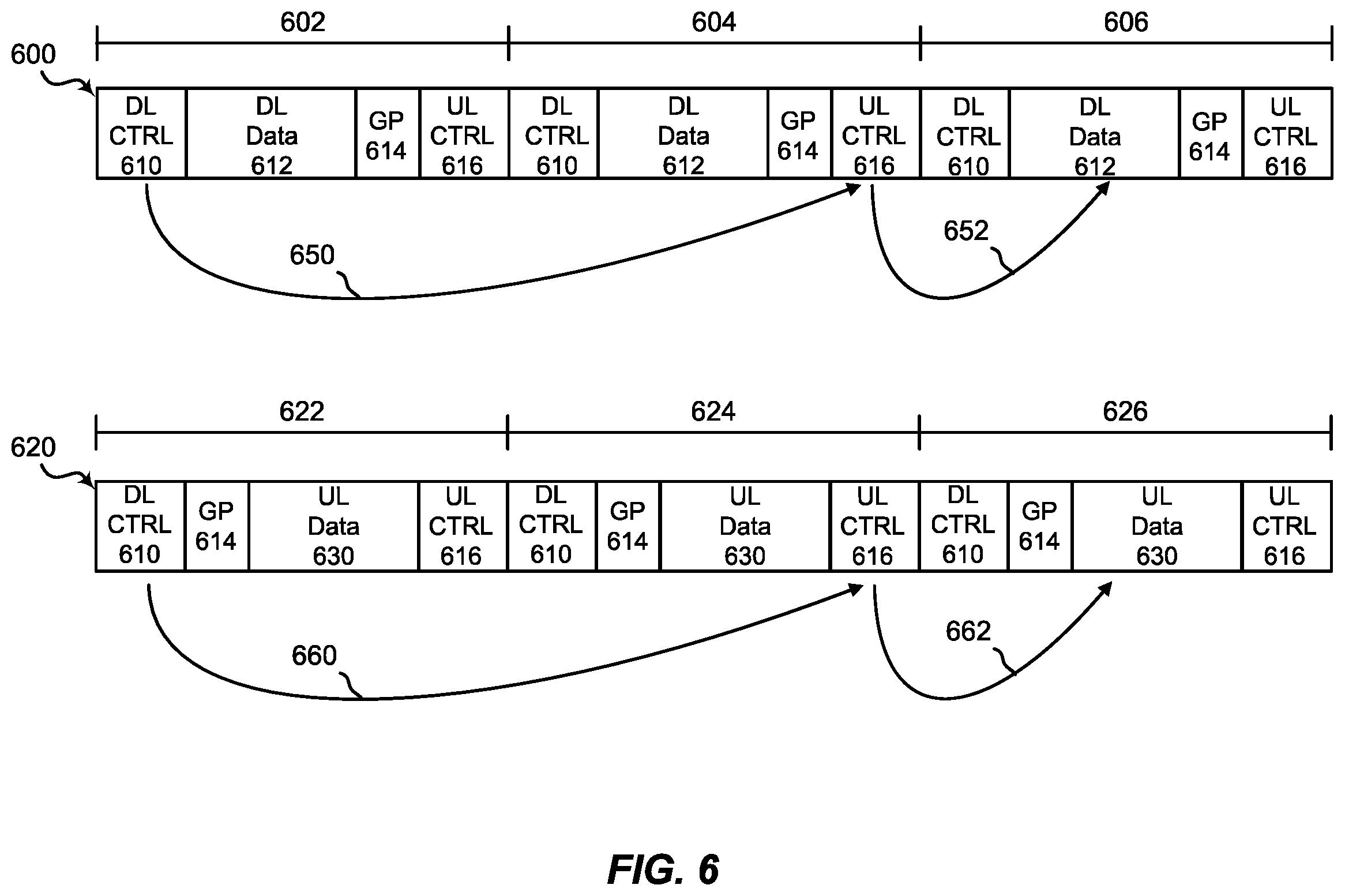 Patent US12120554 Figure 6 – Techniques for dynamic time duplex division with reservation signal and contention