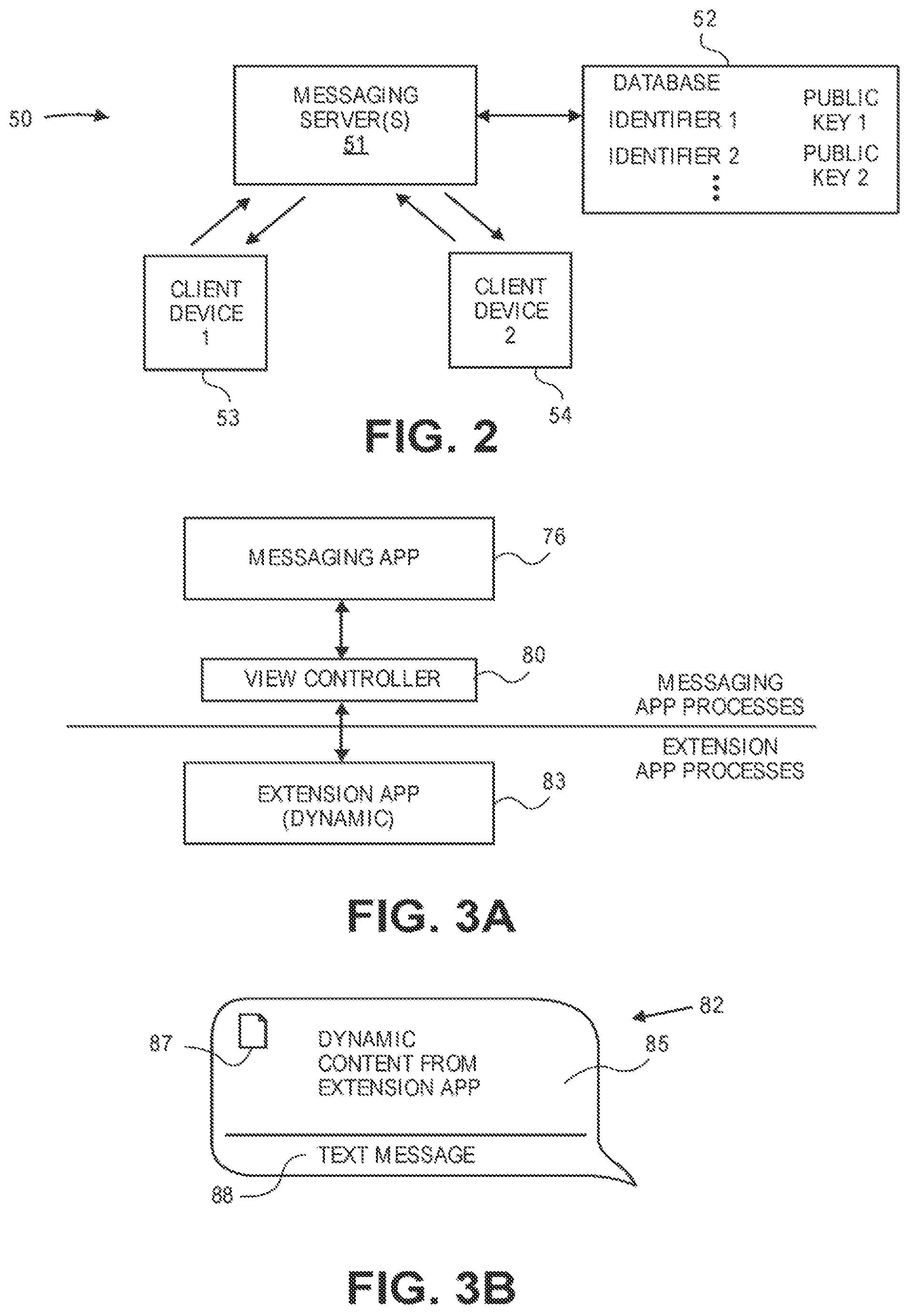 Patent US12120585 Figure 3 – Messaging system interacting with dynamic extension app