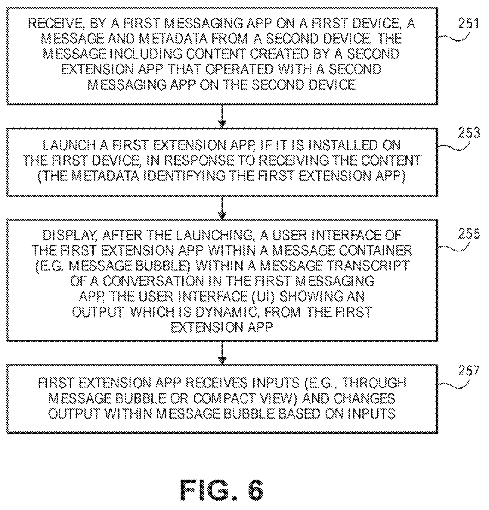Patent US12120585 Figure 6 – Messaging system interacting with dynamic extension app