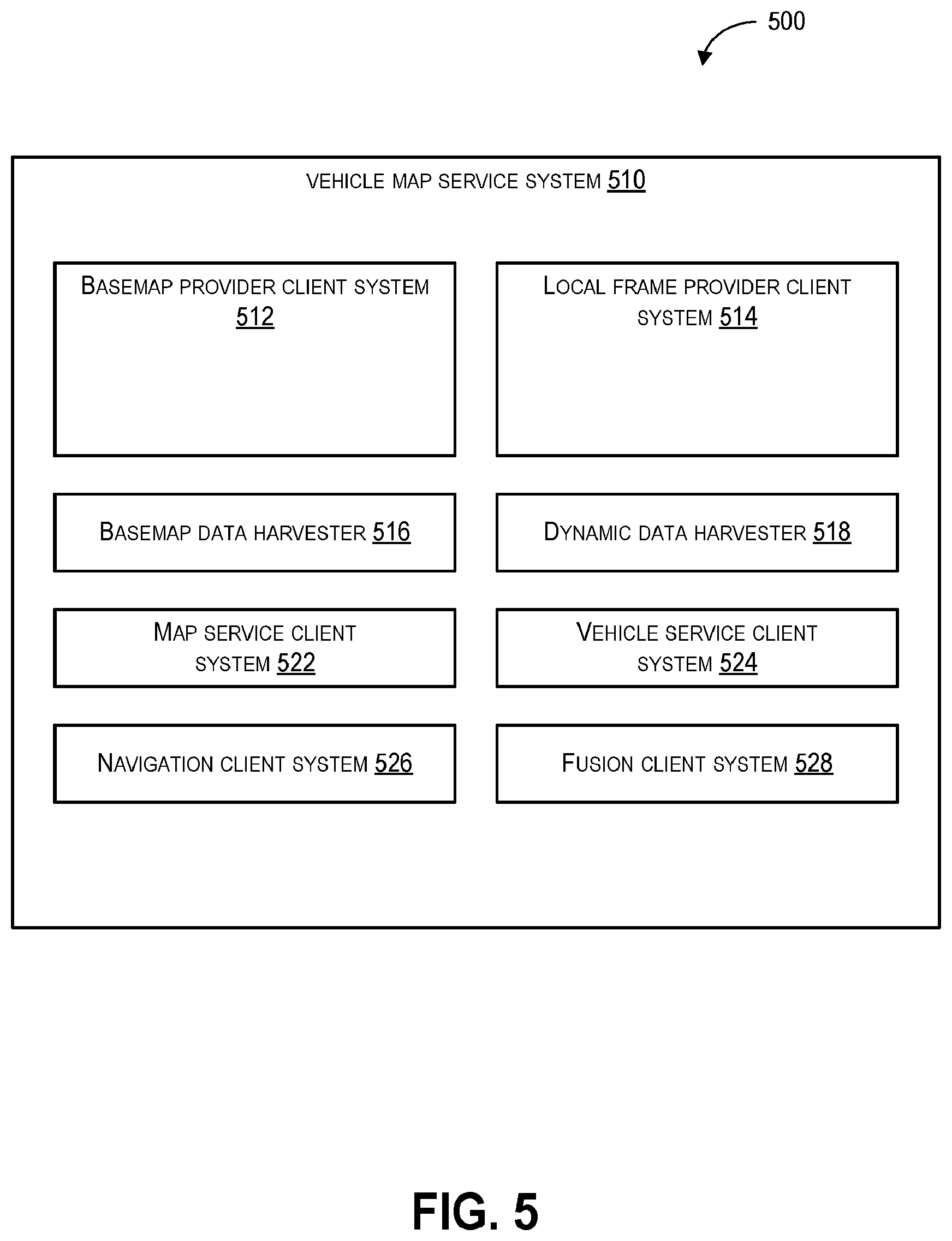 Patent US12120588 Figure 5 – Vehicle map service system