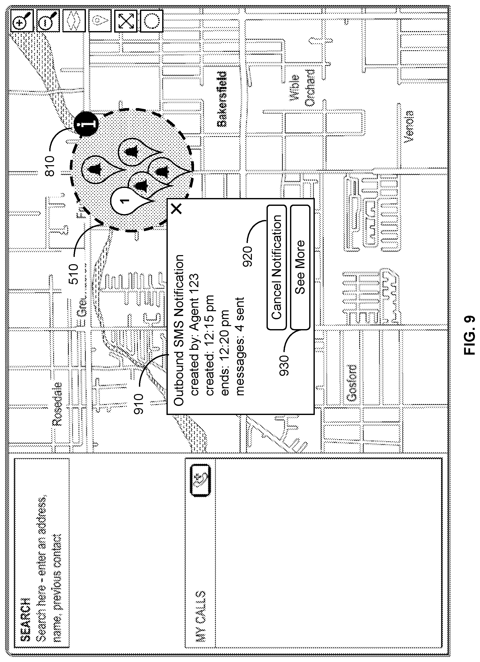 Patent US12120591 Figure 9 – Outbound SMS notifications to emergency callers