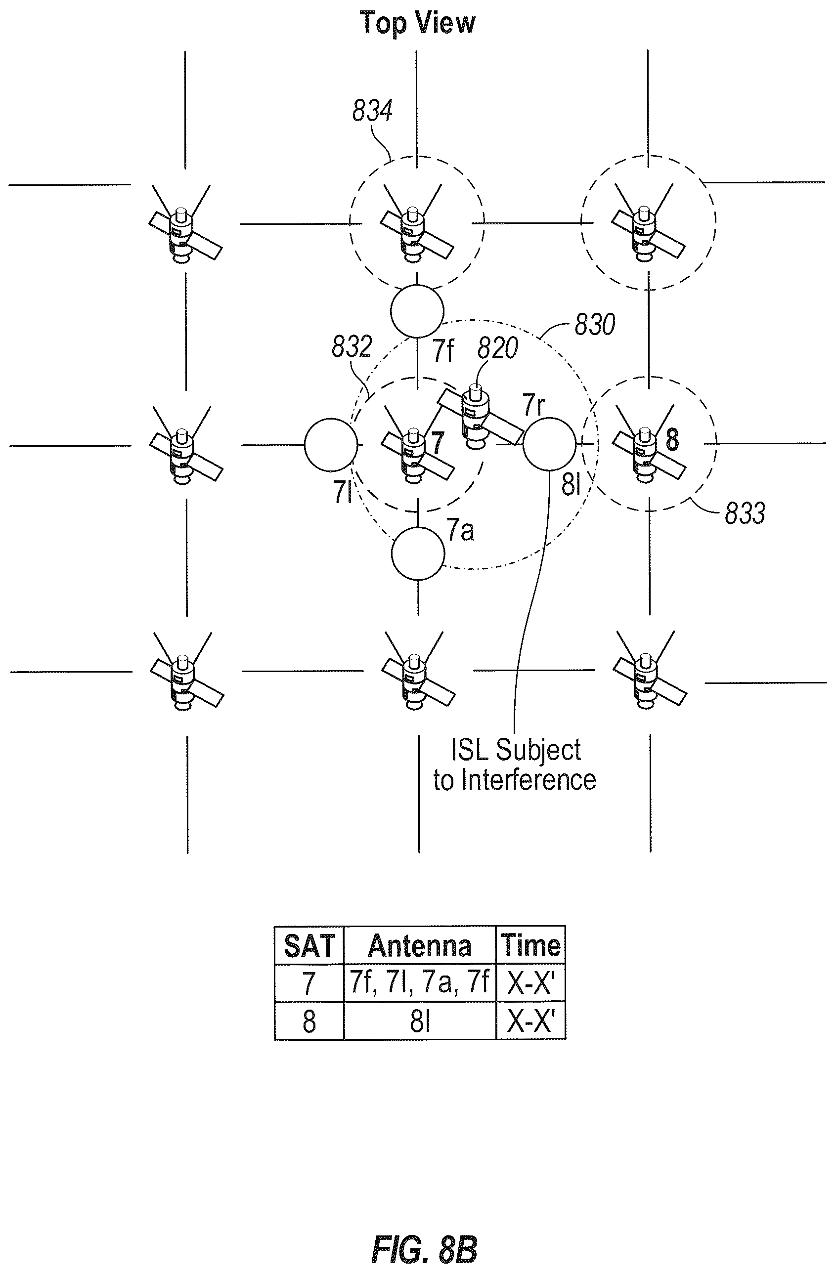 Patent US12120595 Figure 11 – Satellite 5G terrestrial and non-terrestrial network interference exclusion zones