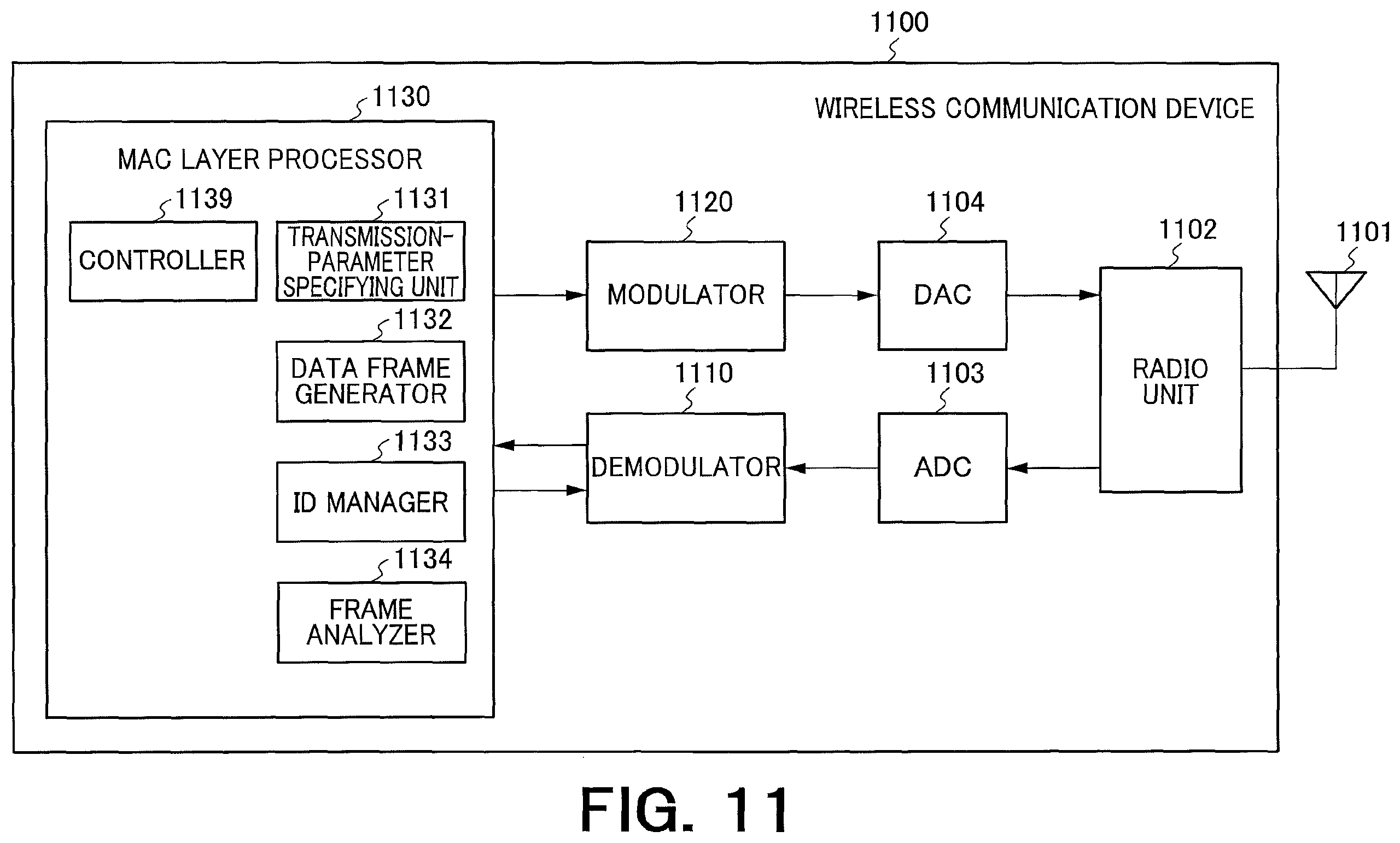 Patent US12120743 Figure 11 – Wireless communication device