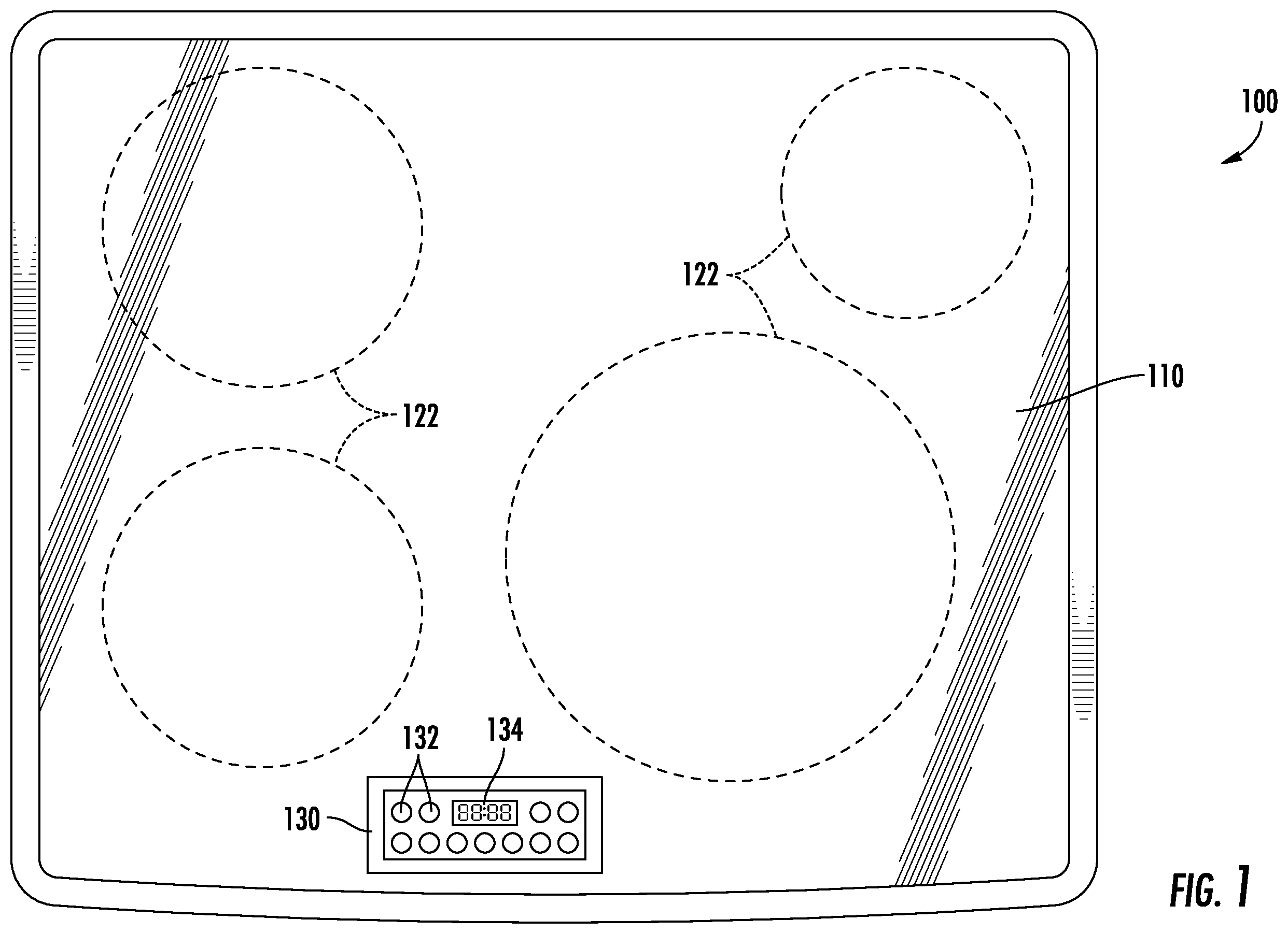 Patent US12120785 Figure 1 – Cooking system with cooktop appliance and programmed magnet