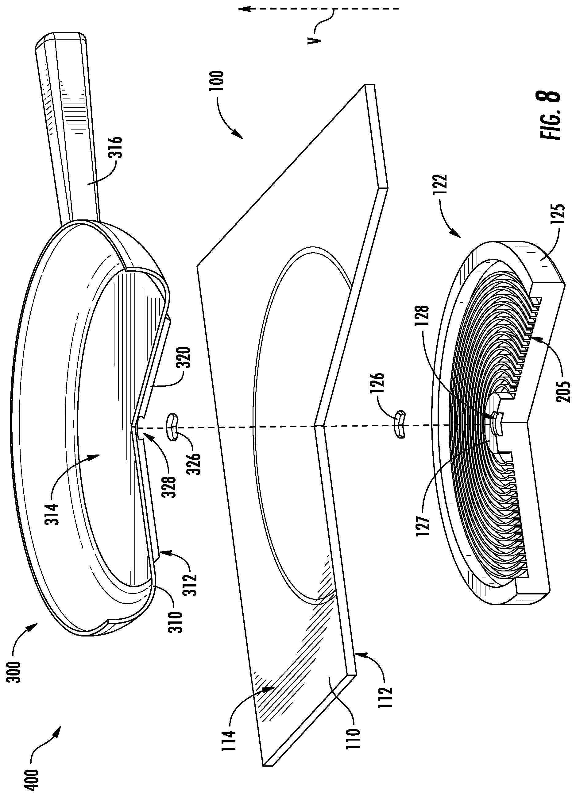 Patent US12120785 Figure 8 – Cooking system with cooktop appliance and programmed magnet