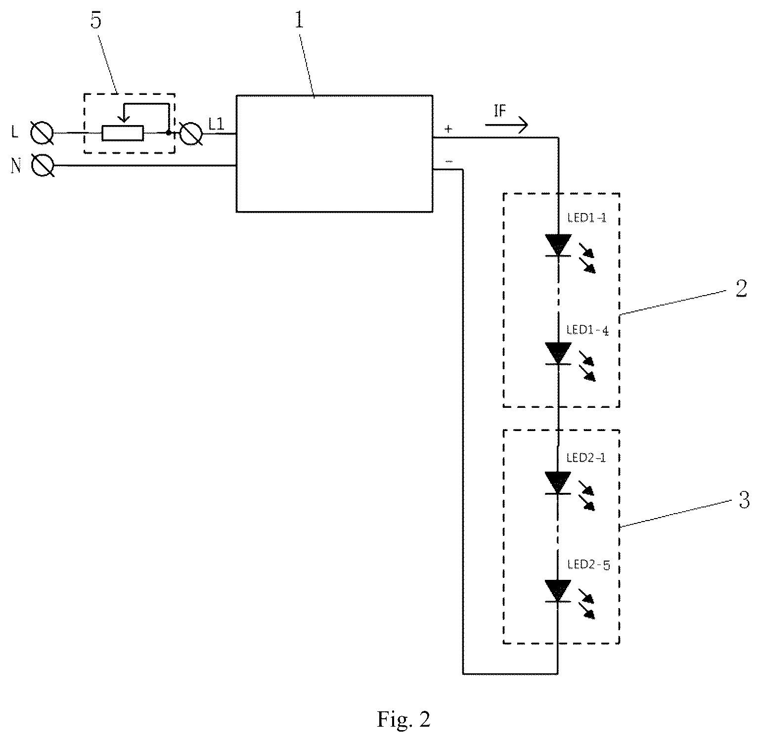 Patent US12120787 Figure 2 – Control circuit for a light adjustment and a tone adjustment and an implementation method thereof