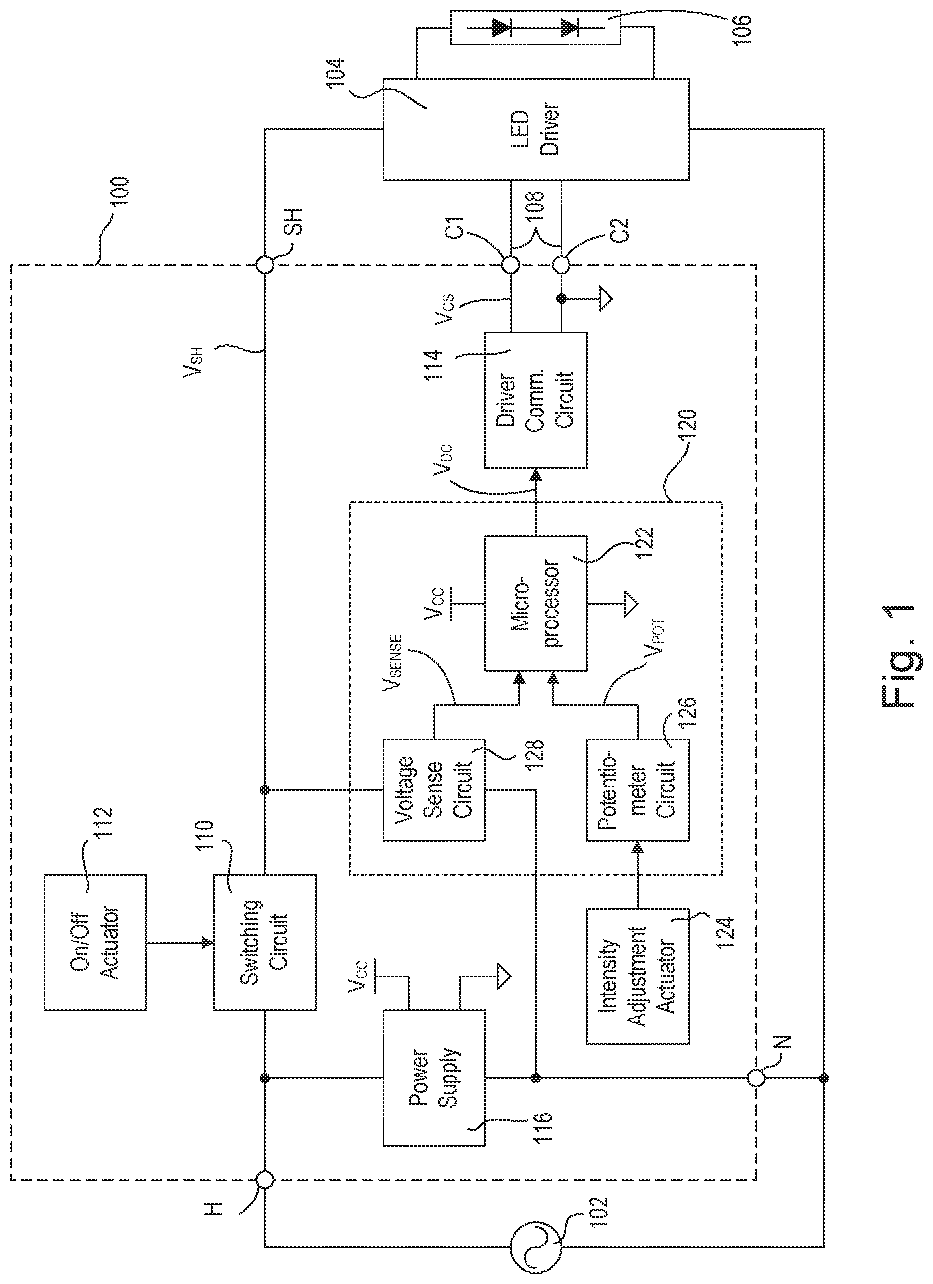 Patent US12120789 Figure 1 – Load control device for controlling a driver for a lighting load