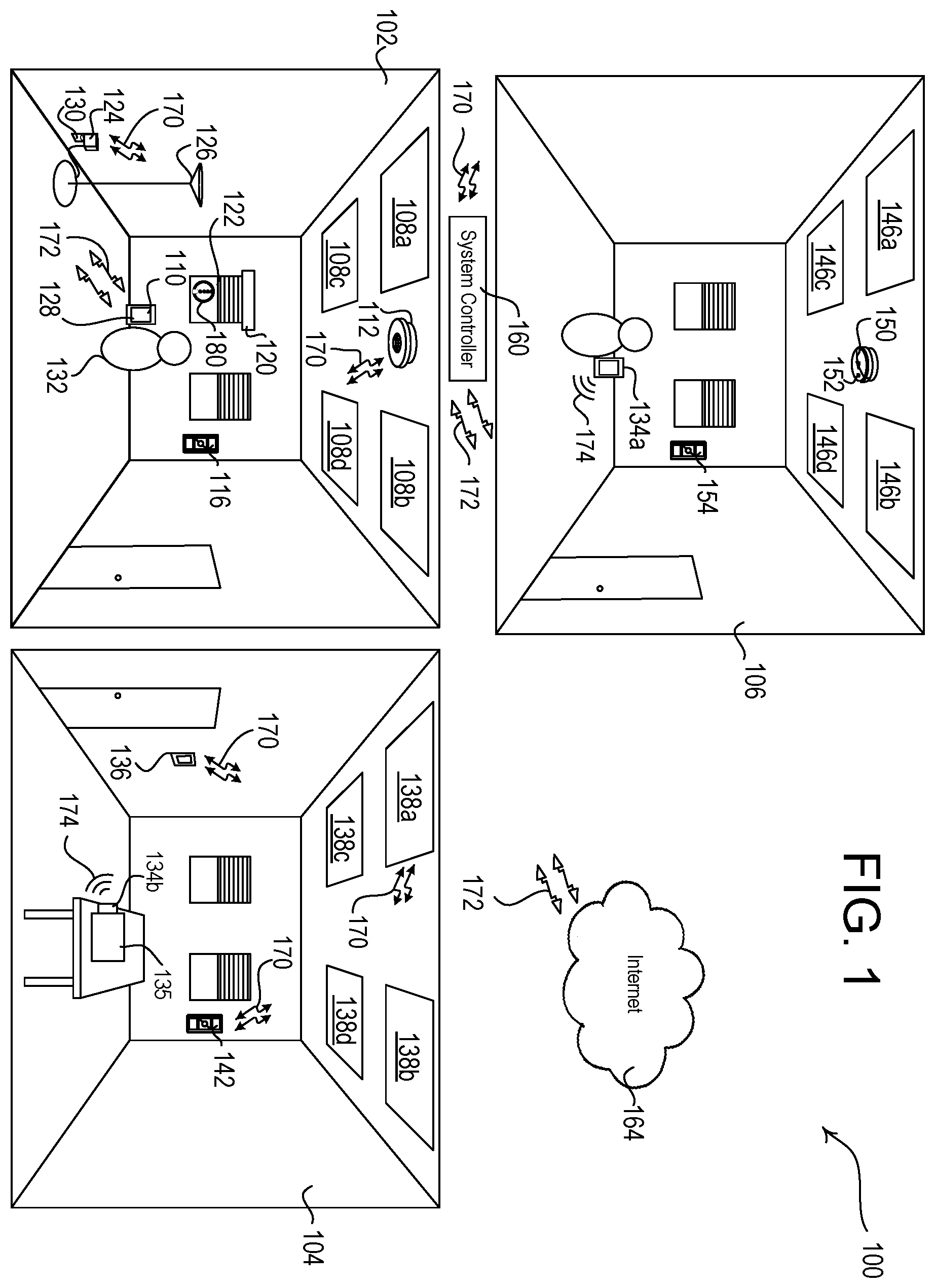 Patent US12120798 Figure 1 – Real time locating system having lighting control devices