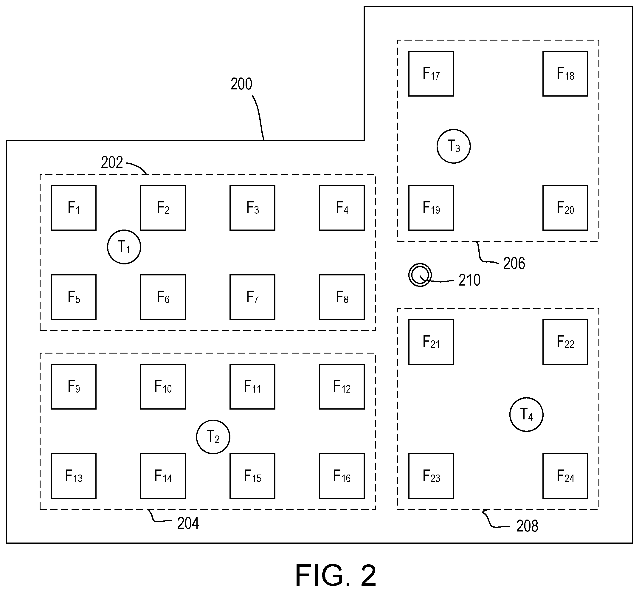 Patent US12120798 Figure 2 – Real time locating system having lighting control devices