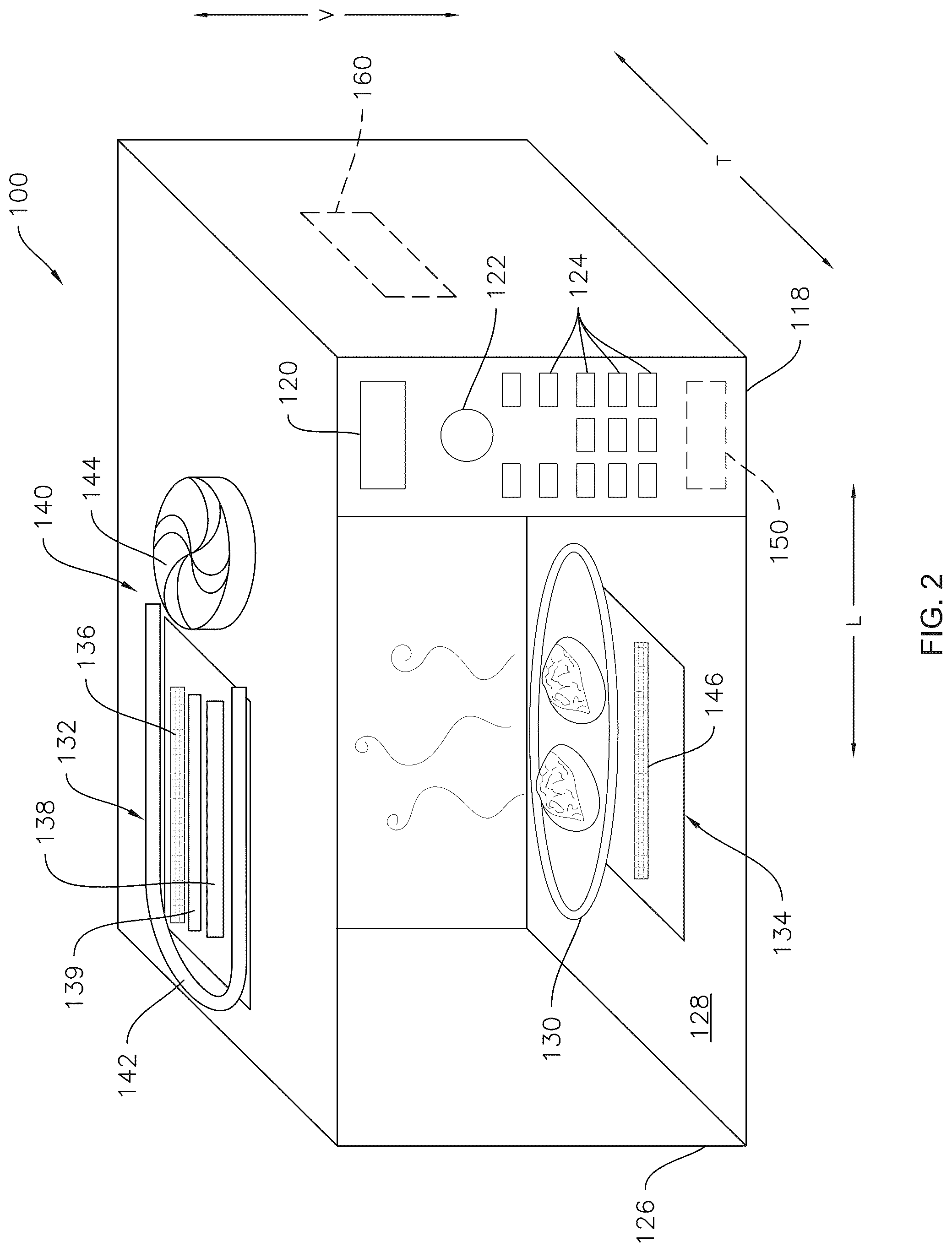 Patent US12120803 Figure 2 – Cooking appliance with variable microwave and turntable timing