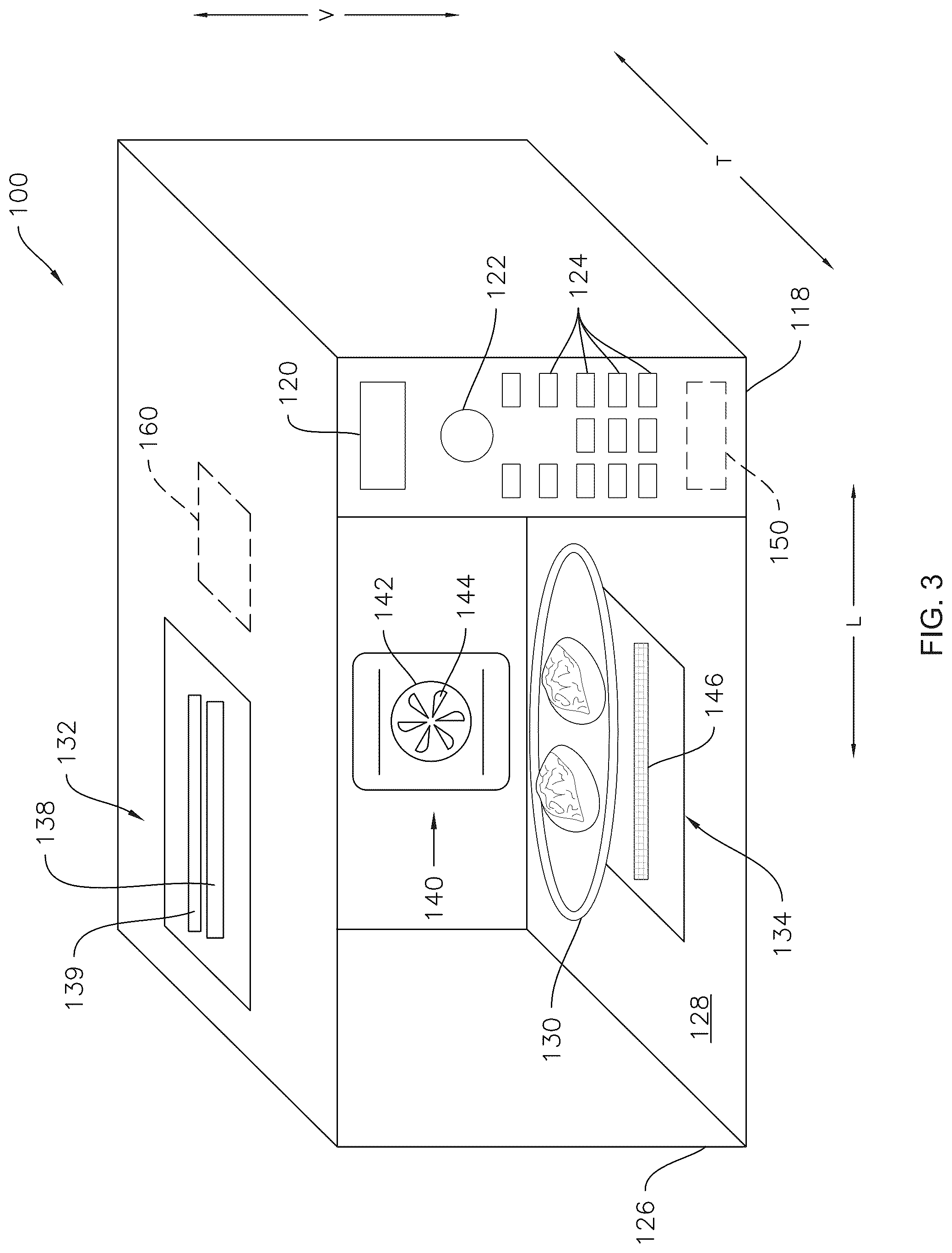 Patent US12120803 Figure 3 – Cooking appliance with variable microwave and turntable timing