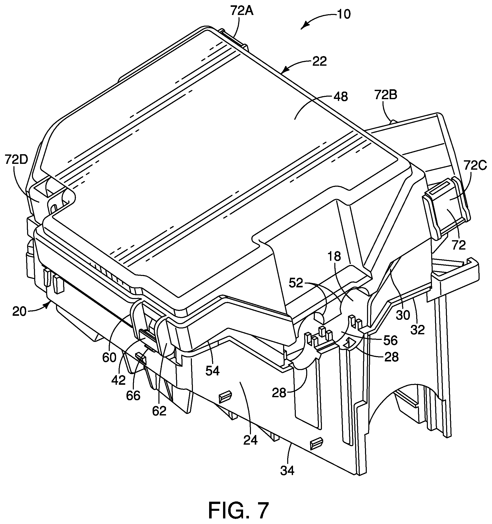 Patent US12120834 Figure 5 – Locking assembly for vehicle fuse box