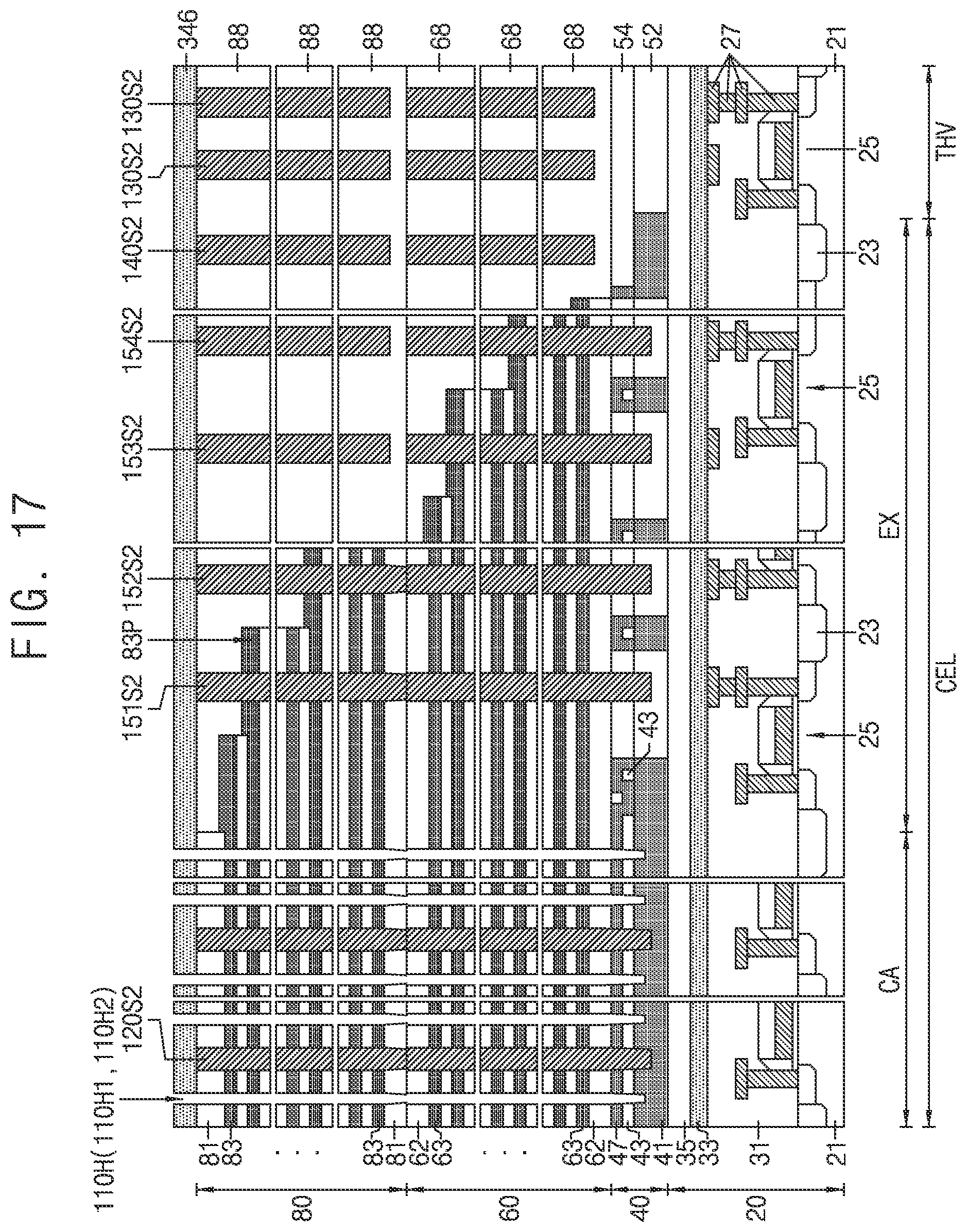 Patent US12120877 Figure 17 – Semiconductor device including channel structure and through electrode, electronic system, and method of forming the same