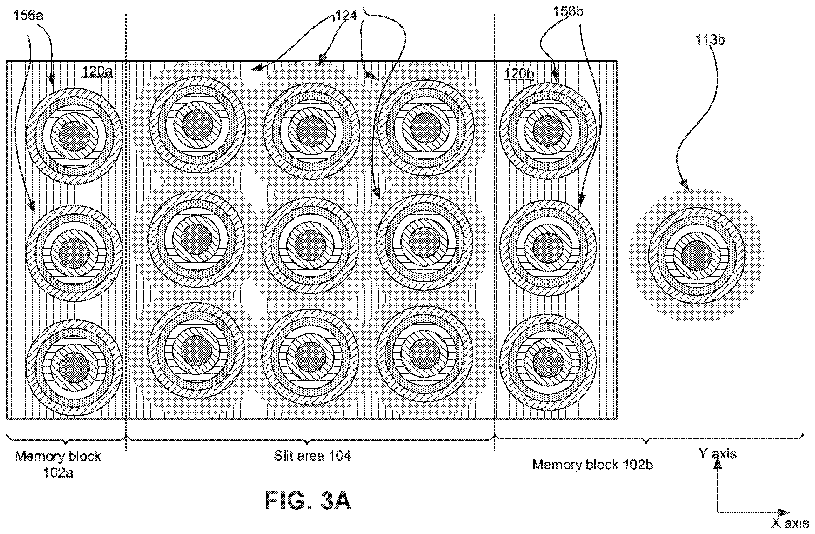 Patent US12120878 Figure 4 – Block-to-block isolation and deep contact using pillars in a memory array