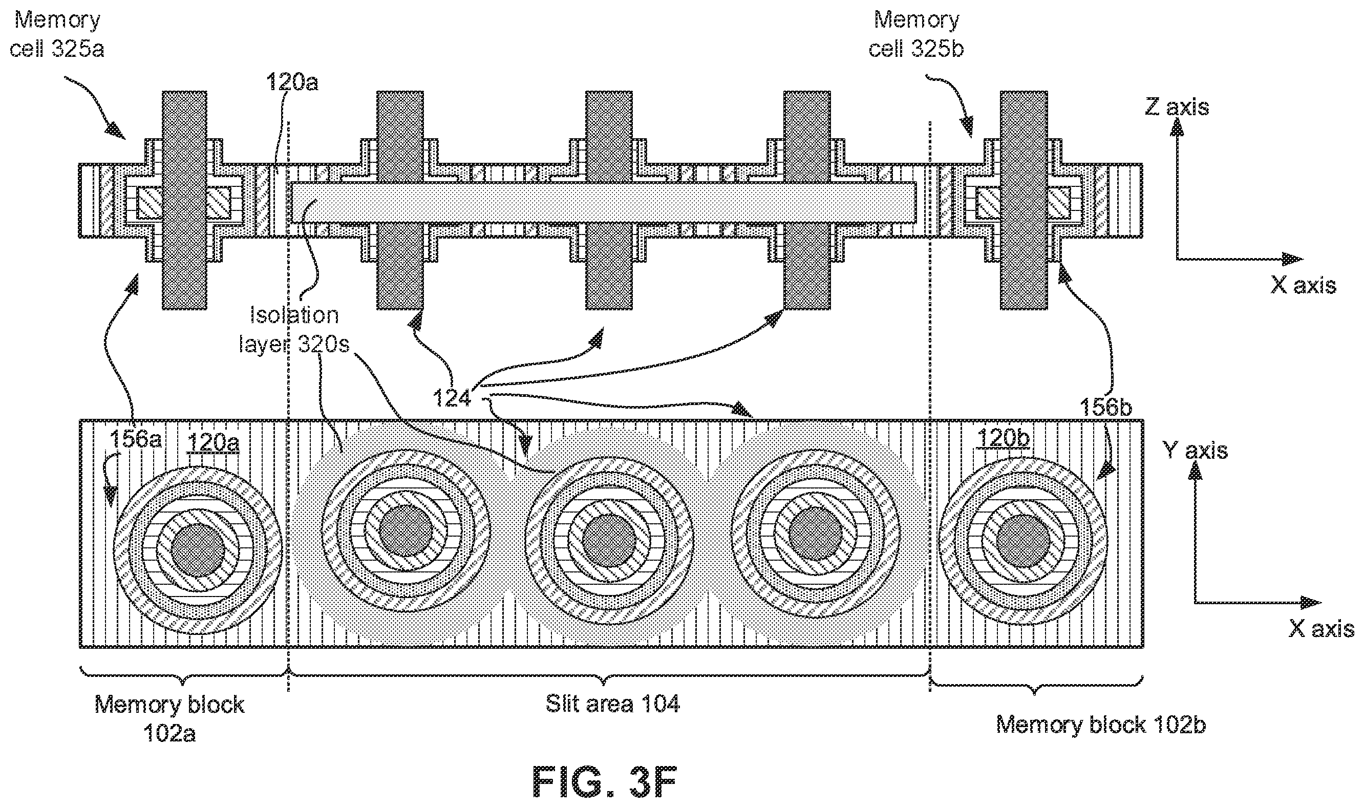Patent US12120878 Figure 7 – Block-to-block isolation and deep contact using pillars in a memory array