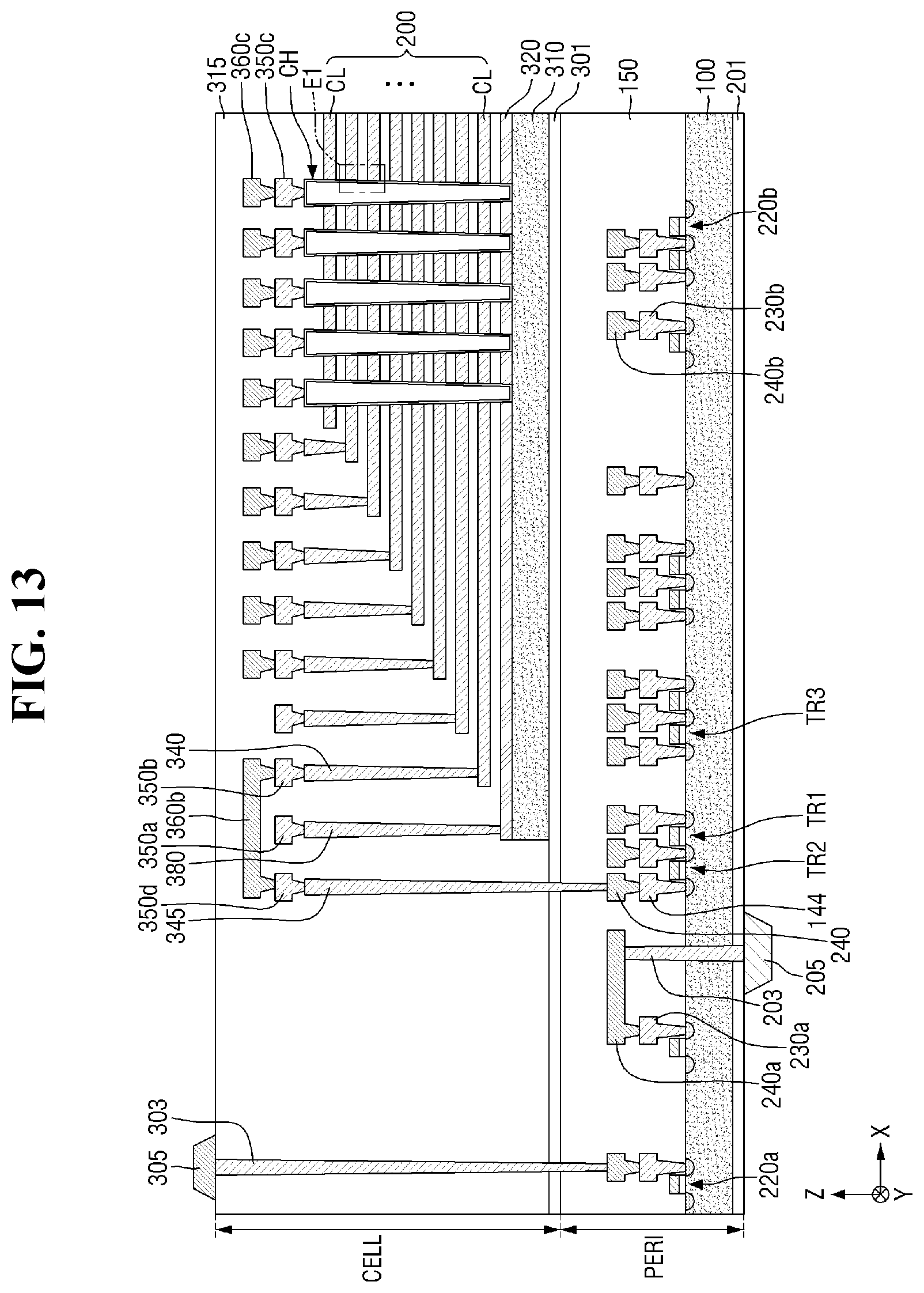 Patent US12120883 Figure 13 – Semiconductor memory device using a ferroelectric characteristic of charge storage layer and operating method thereof