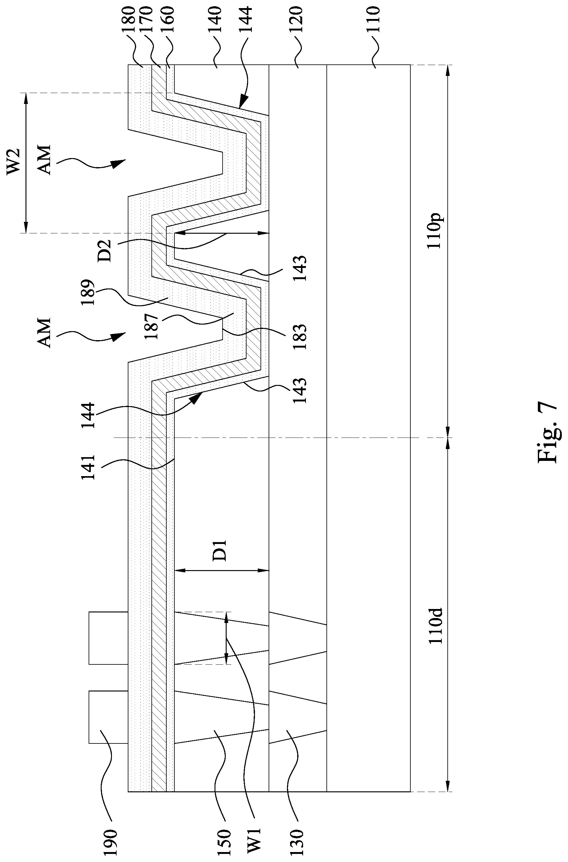 Patent US12120886 Figure 7 – Memory device and manufacturing method thereof