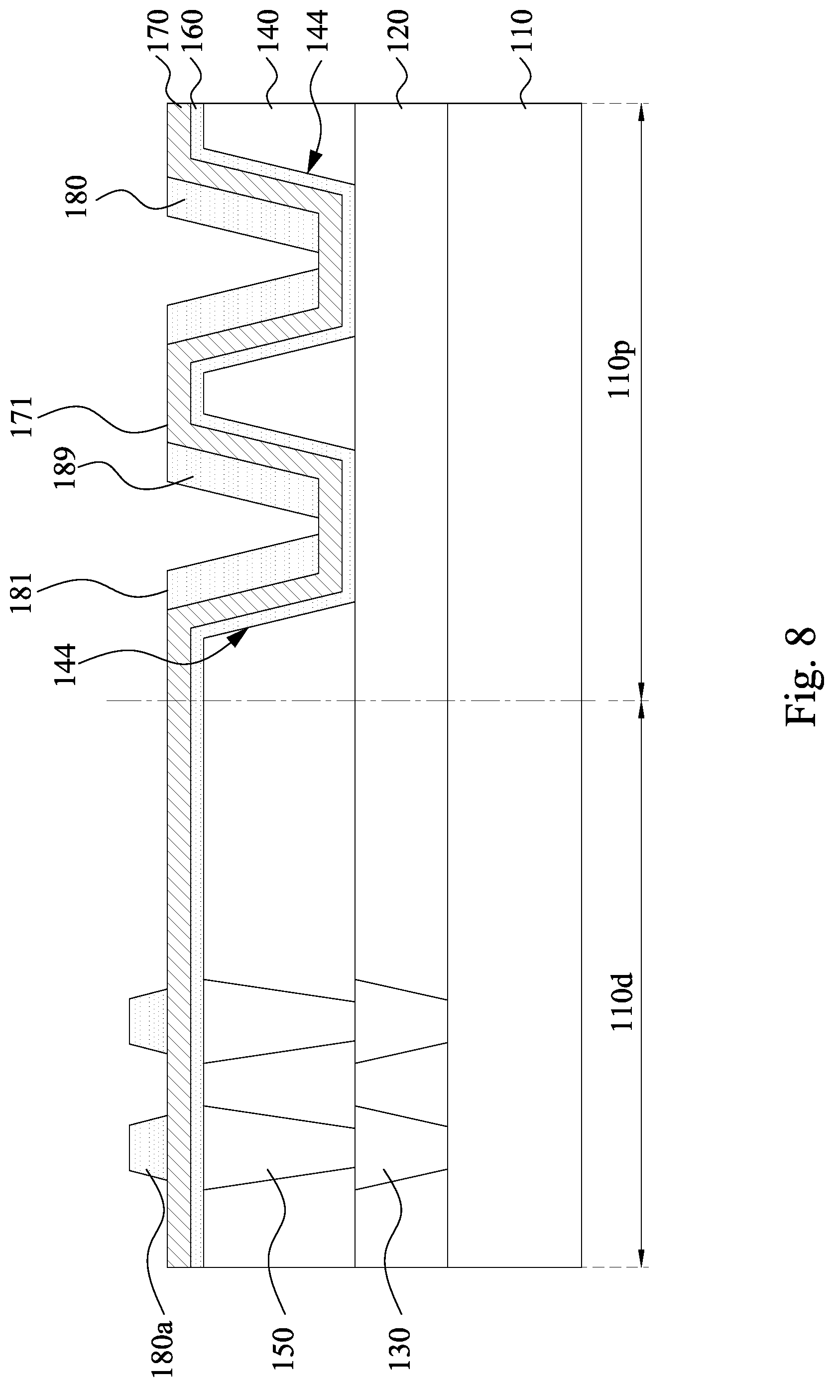 Patent US12120886 Figure 8 – Memory device and manufacturing method thereof