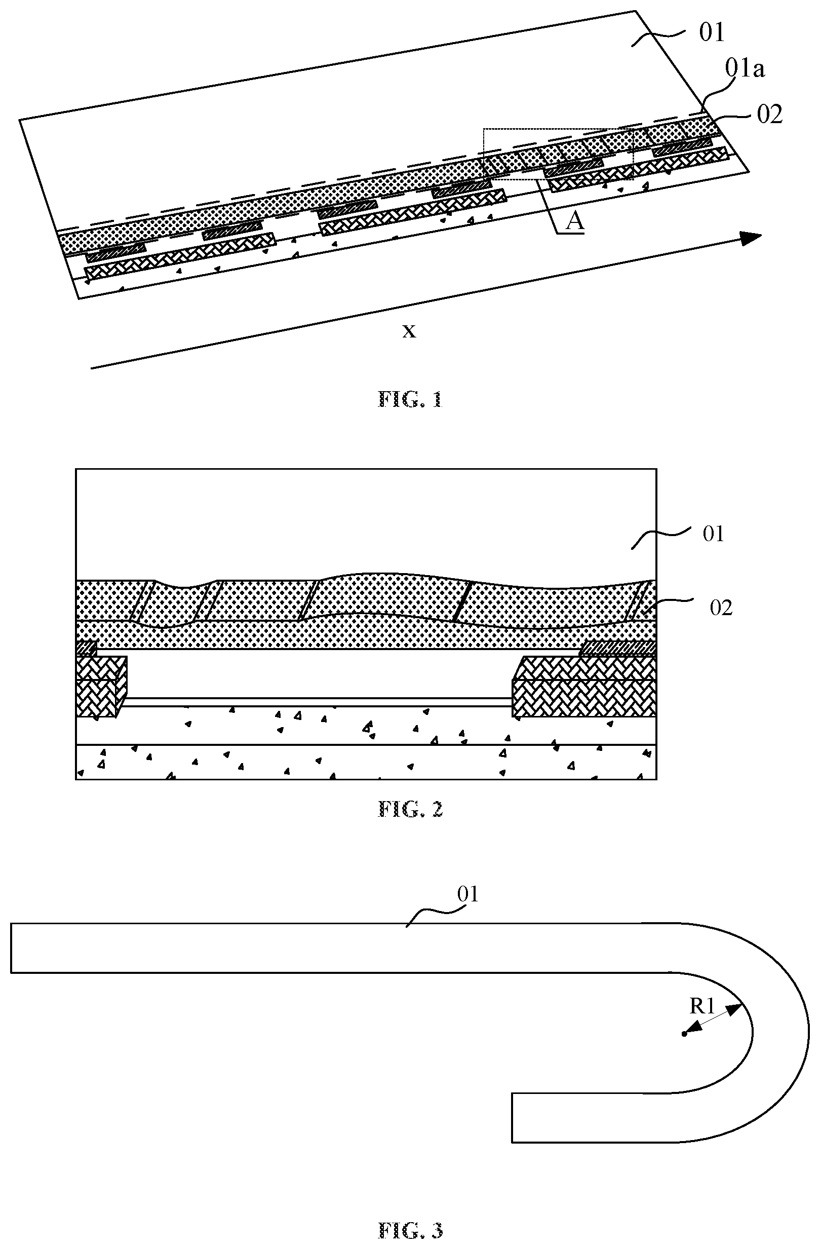 Patent US12120905 Figure 1 – Display panel, method for manufacturing same, and display device with improved stress absorbing capacity