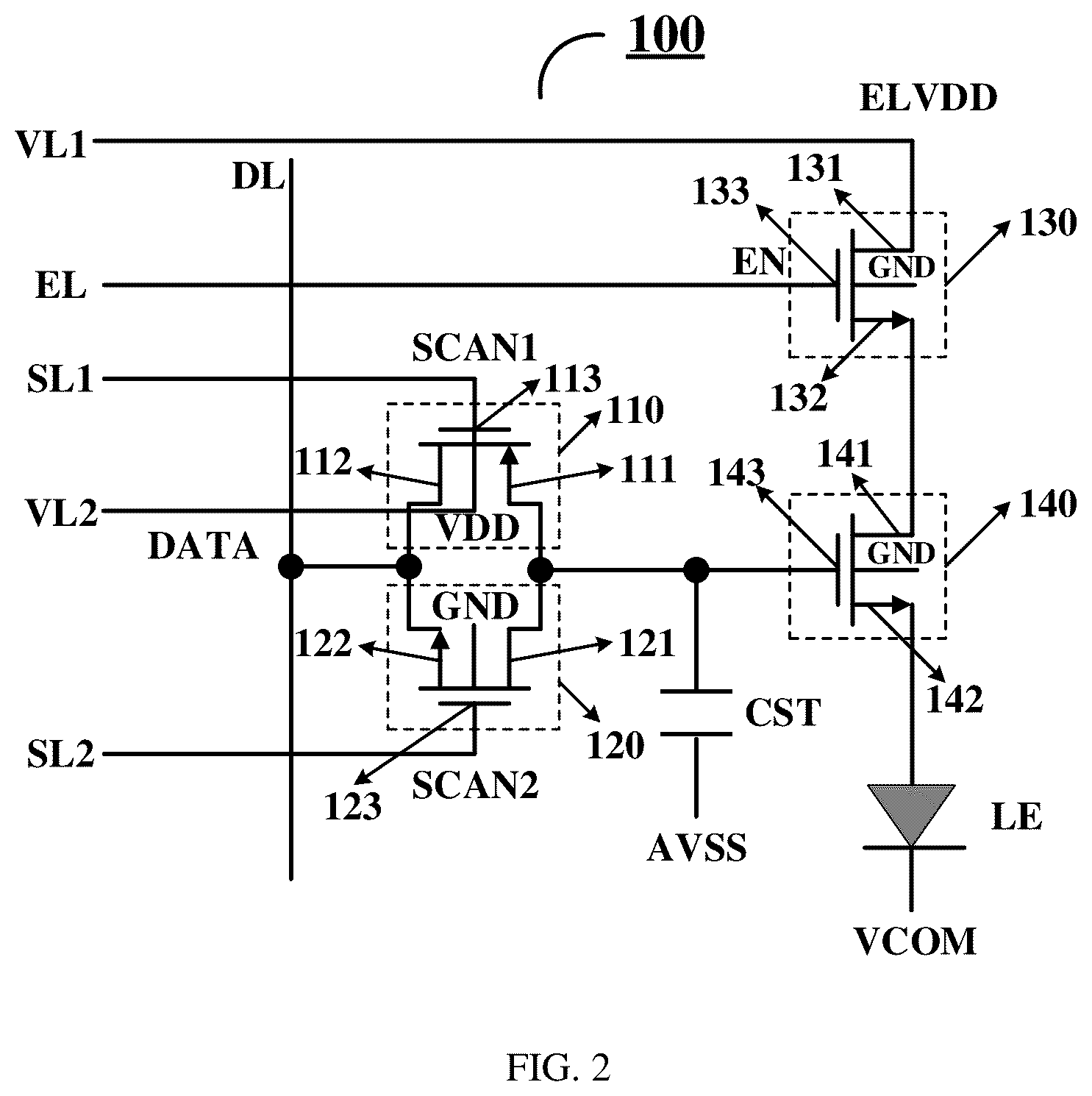 Patent US12120914 Figure 2 – Display device and manufacturing method thereof