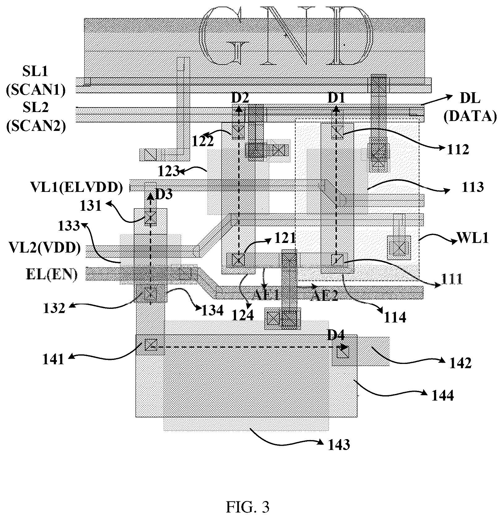 Patent US12120914 Figure 3 – Display device and manufacturing method thereof