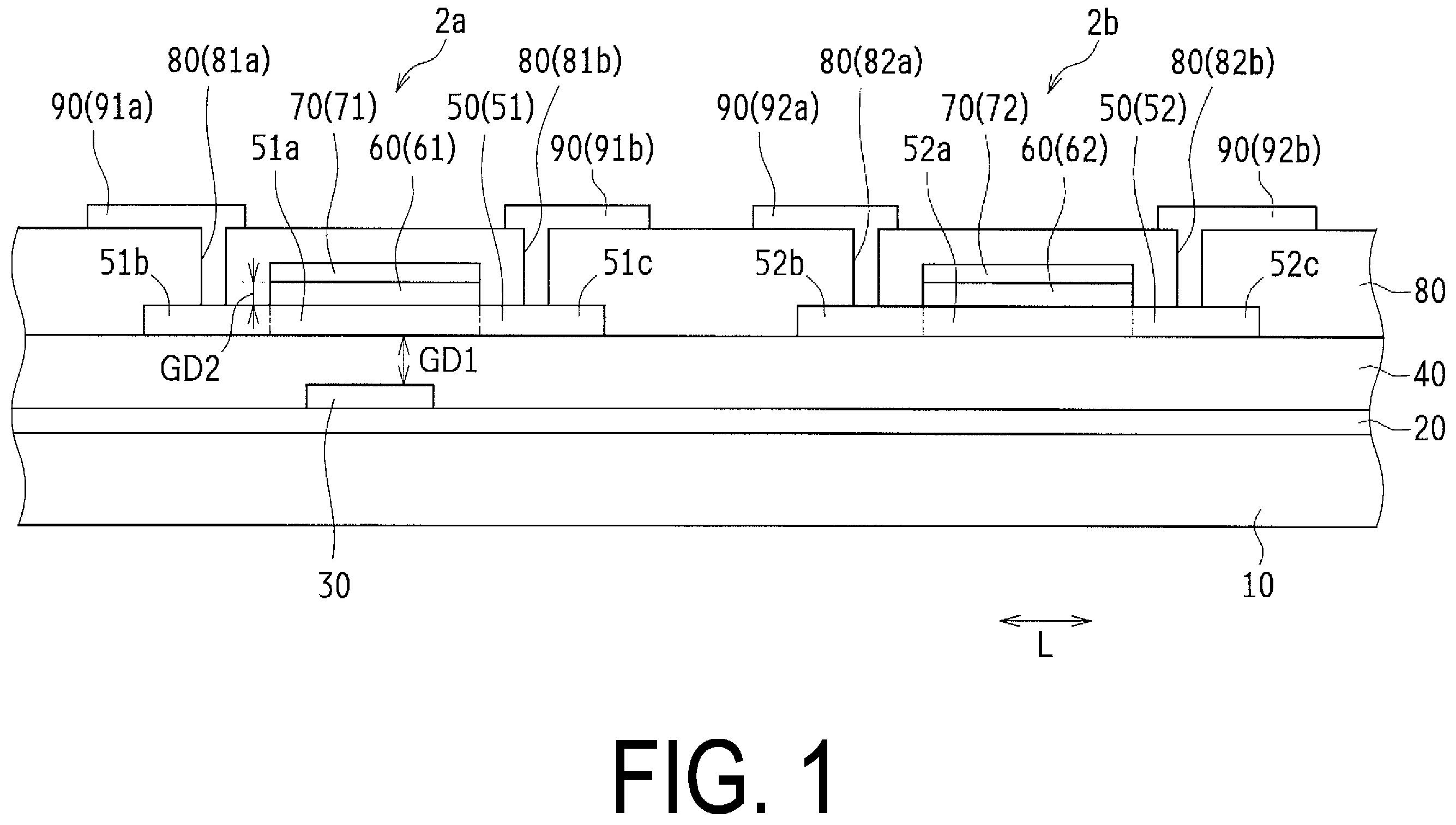 Patent US12120915 Figure 1 – Display device with driving transistor having upper and lower gate electrodes