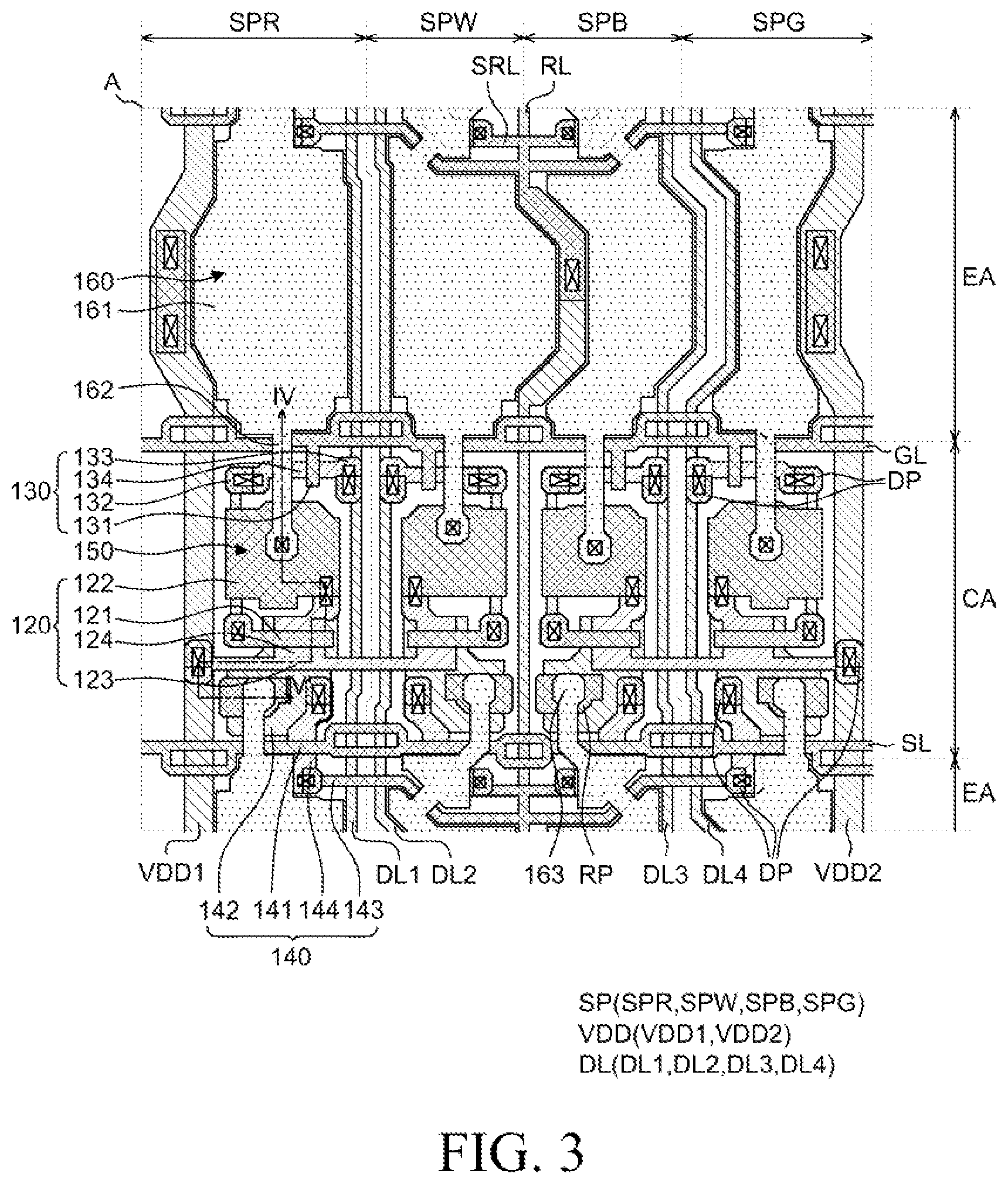 Patent US12120920 Figure 3 – Display device having minimal decrease in light emission efficiency with bank removal