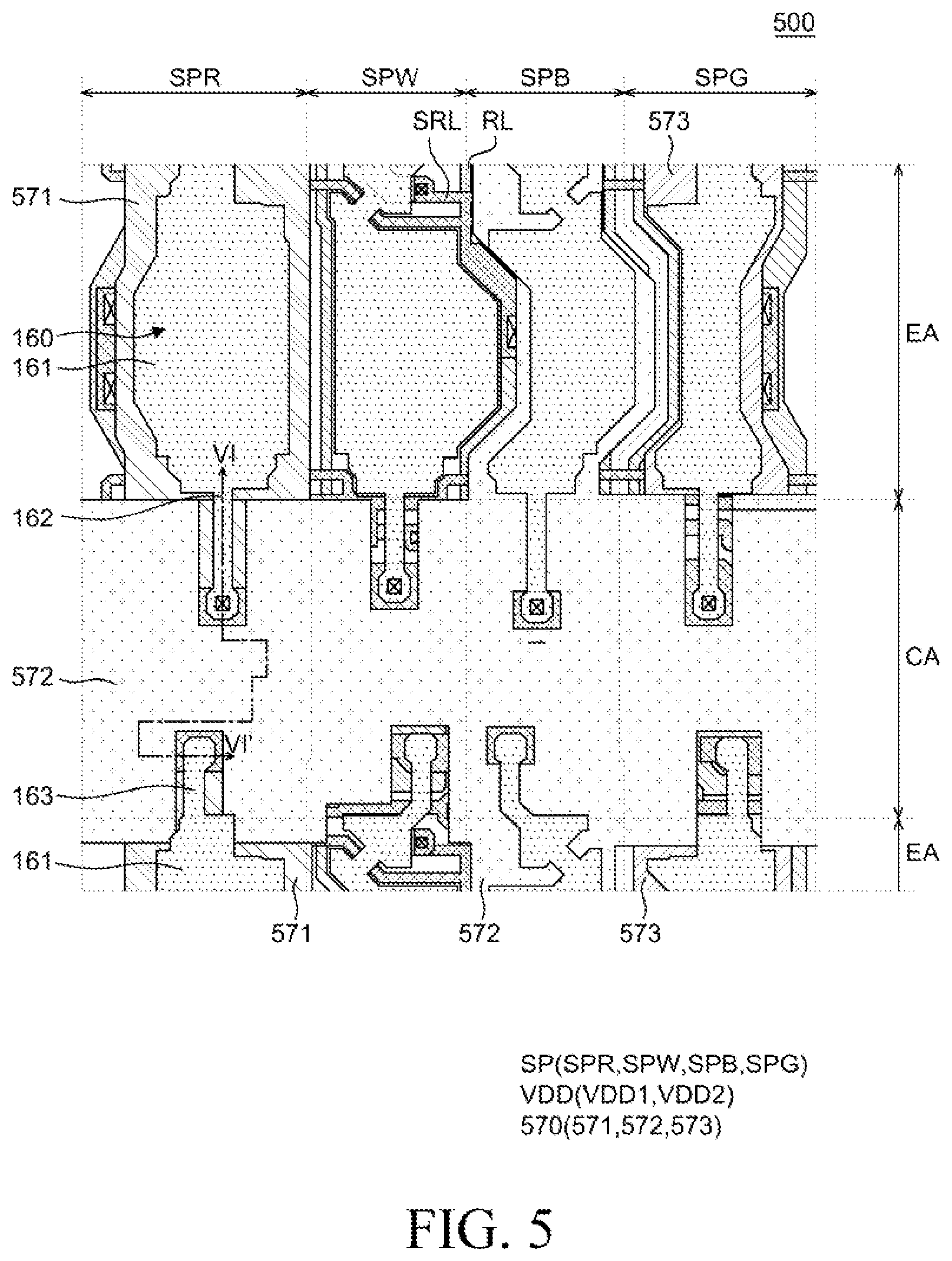 Patent US12120920 Figure 5 – Display device having minimal decrease in light emission efficiency with bank removal