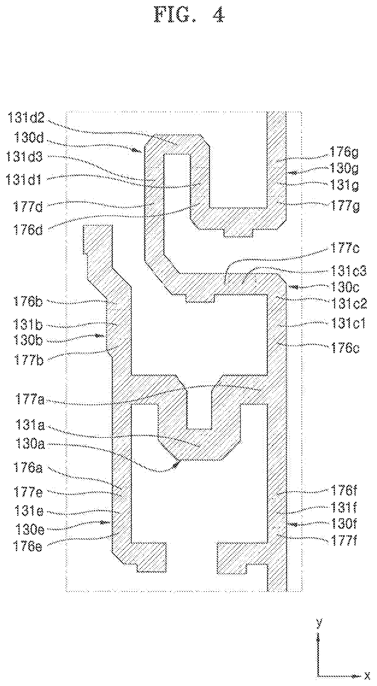 Patent US12120930 Figure 4 – Display device with a driving voltage line that overlaps a transistor and a pixel electrode