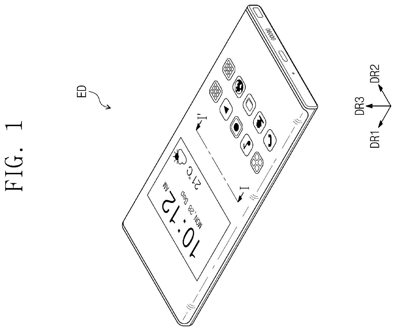 Patent US12120934 Figure 1 – Electronic device including a protection layer