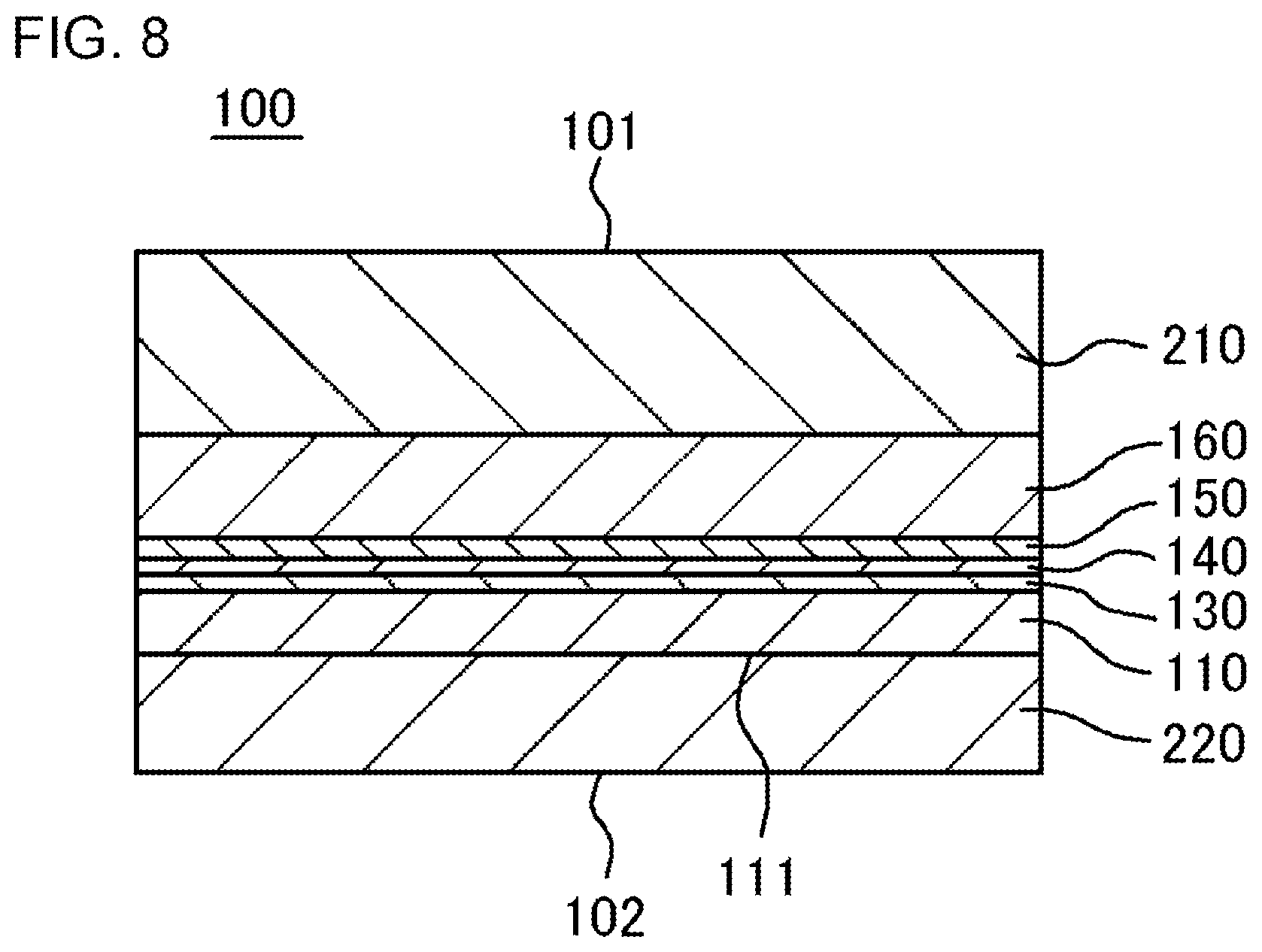 Patent US12120942 Figure 8 – Light emitting element including a fixation member fixing a flexible plate-like portion