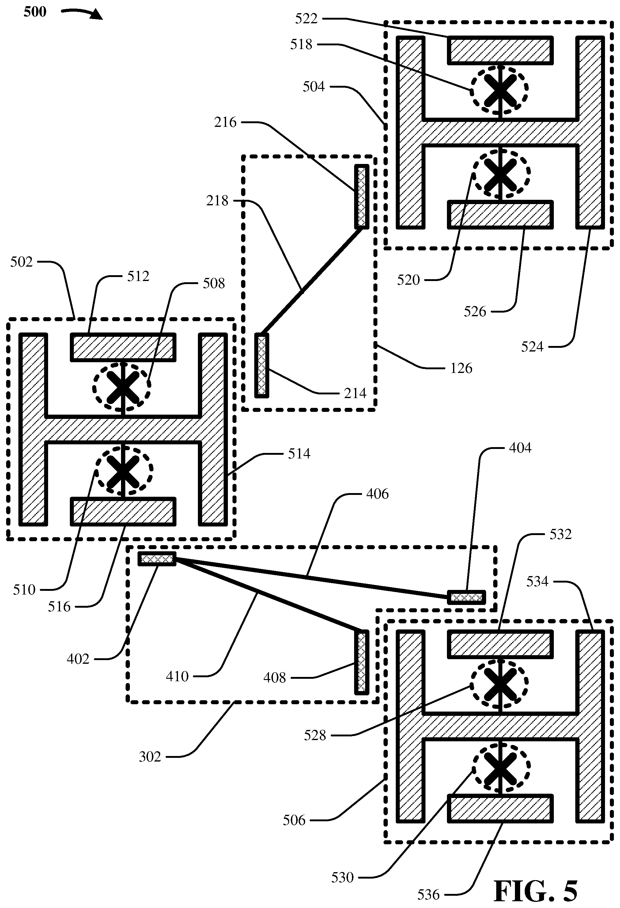 Patent US12120965 Figure 5 – Mode-selective couplers for frequency collision reduction