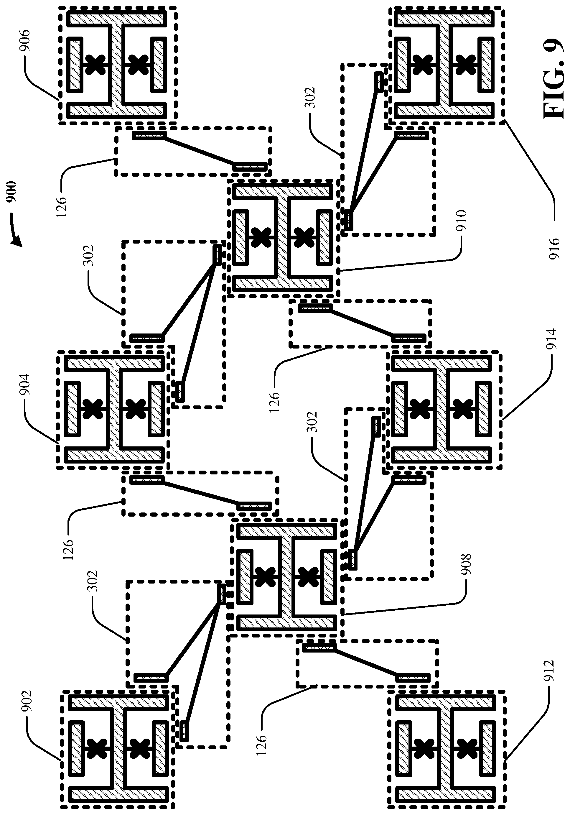 Patent US12120965 Figure 9 – Mode-selective couplers for frequency collision reduction