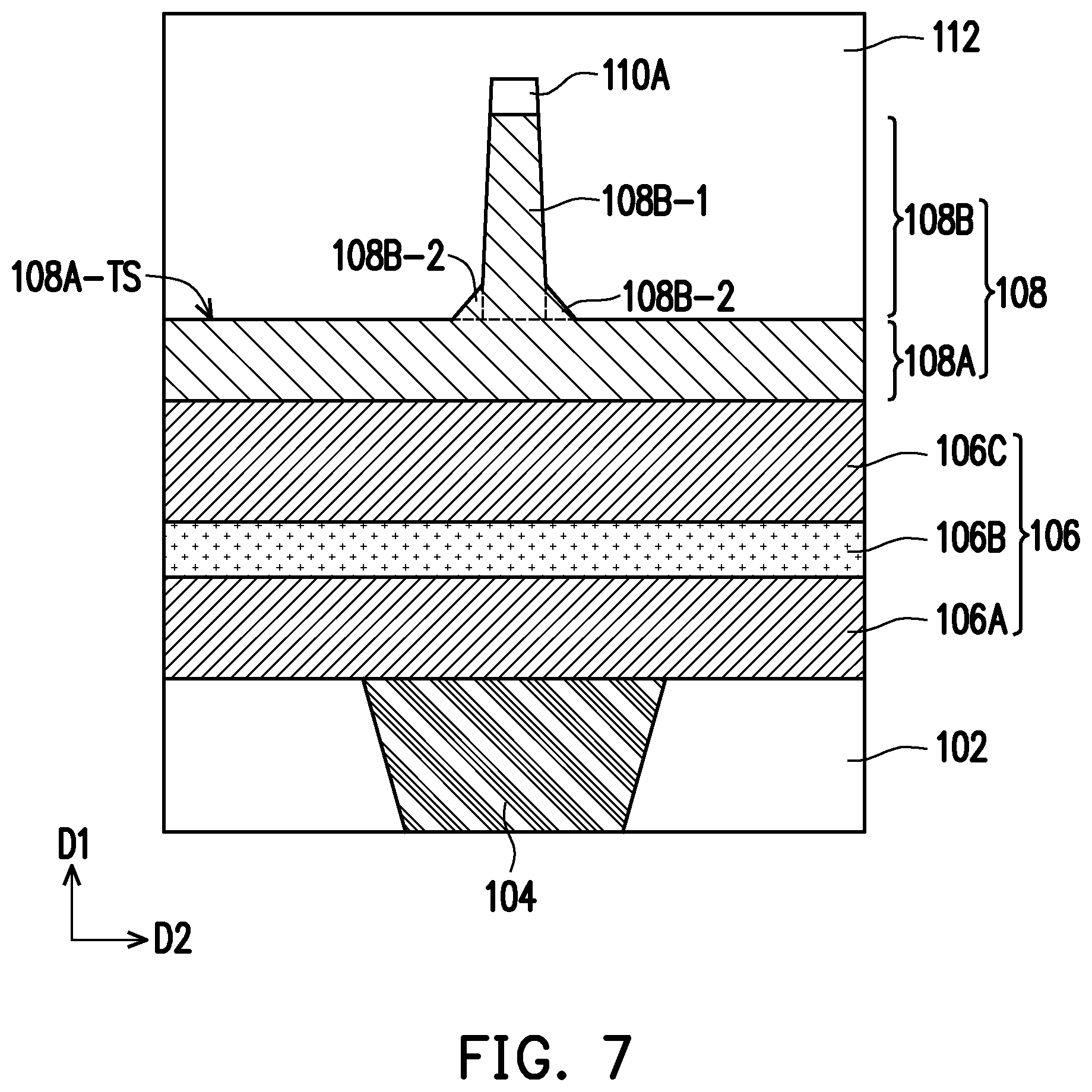 Patent US12120968 Figure 6 – Semiconductor device, memory cell including connecting structure having base portion and pillar portion, and method of forming the same