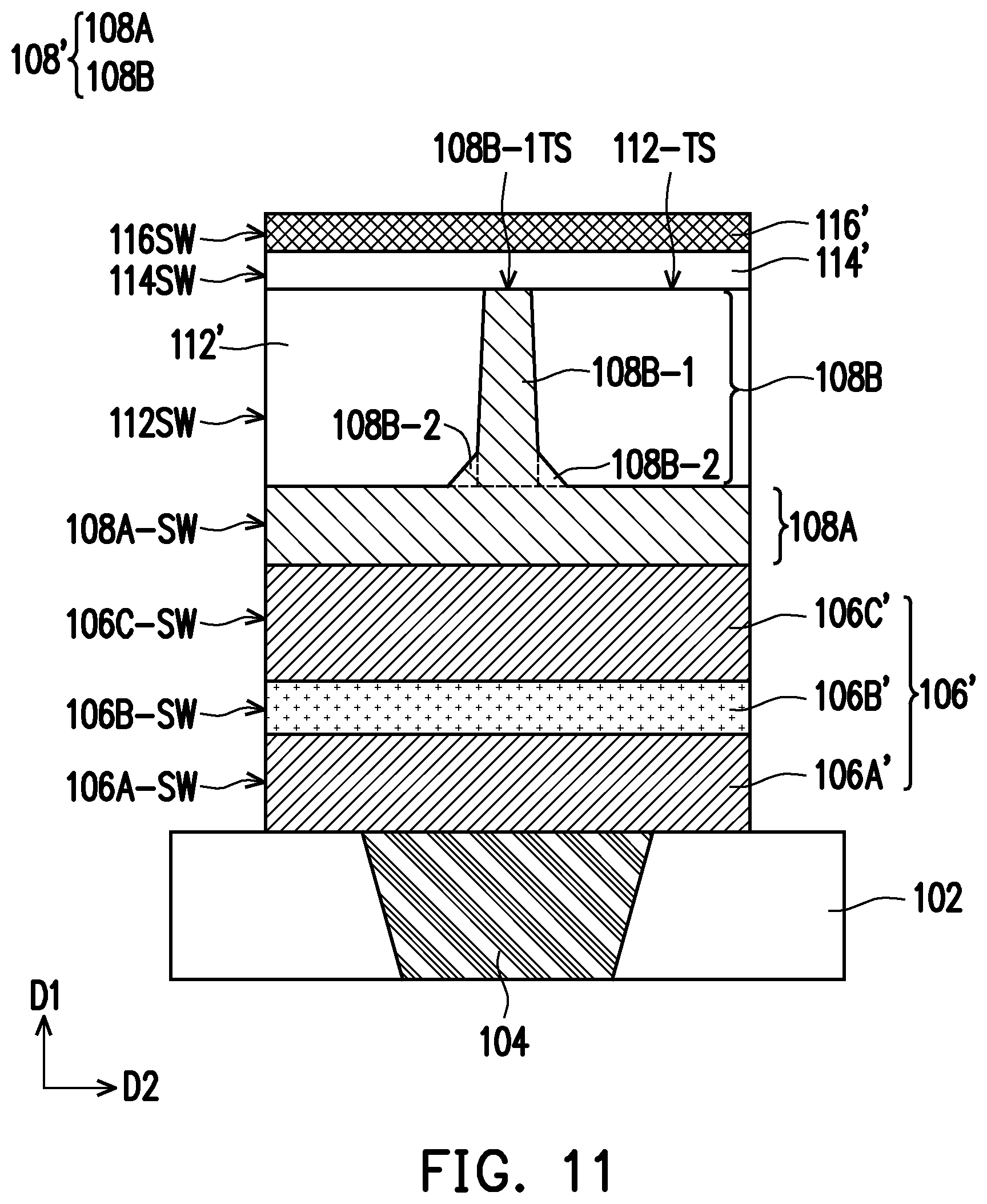Patent US12120968 Figure 10 – Semiconductor device, memory cell including connecting structure having base portion and pillar portion, and method of forming the same