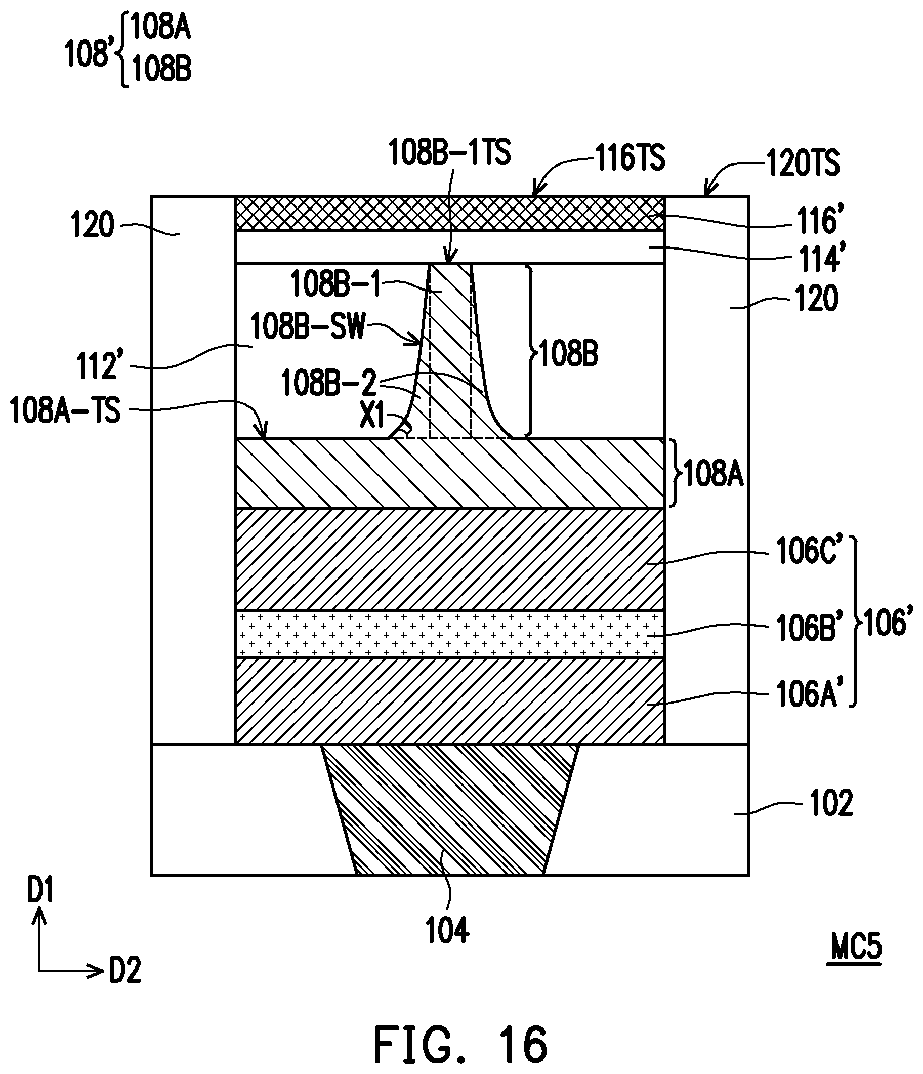 Patent US12120968 Figure 15 – Semiconductor device, memory cell including connecting structure having base portion and pillar portion, and method of forming the same