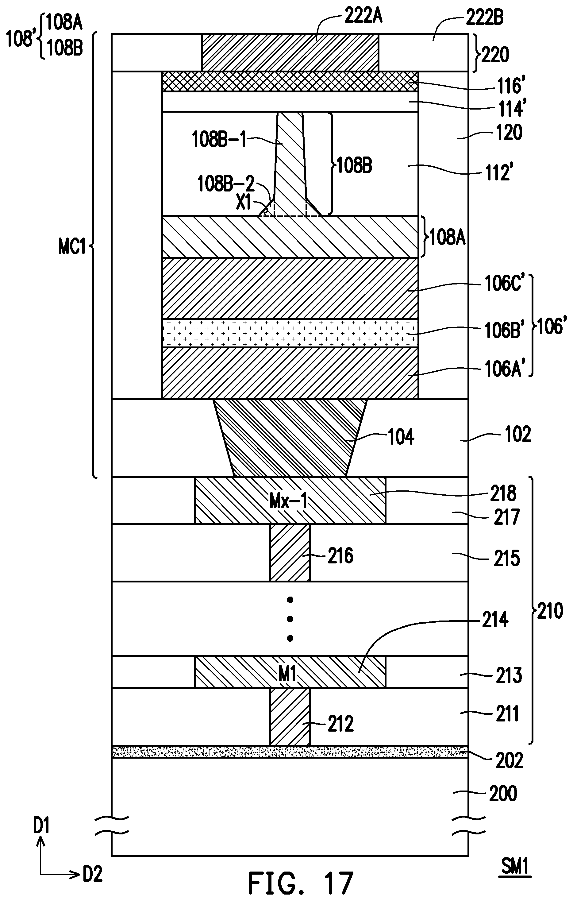 Patent US12120968 Figure 16 – Semiconductor device, memory cell including connecting structure having base portion and pillar portion, and method of forming the same