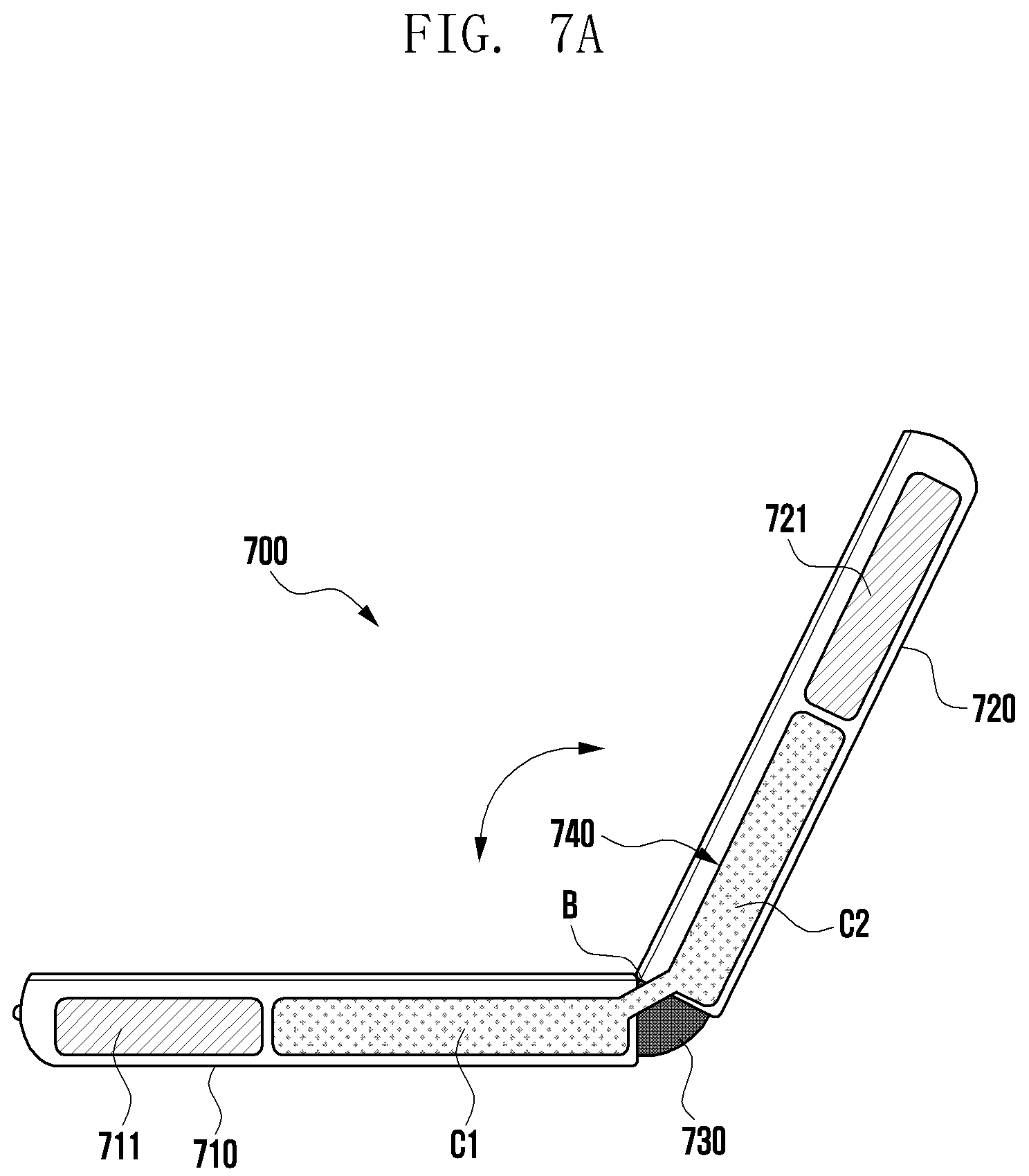 Patent US12126050 Figure 9 – Foldable battery, and electronic device including same